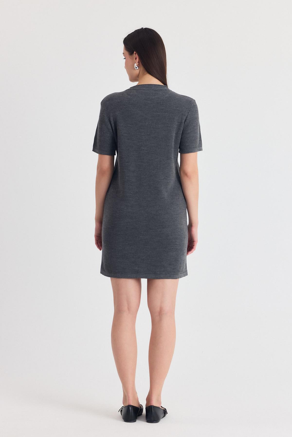 Füme Kurdela Detay Triko Elbise 2117 - 5