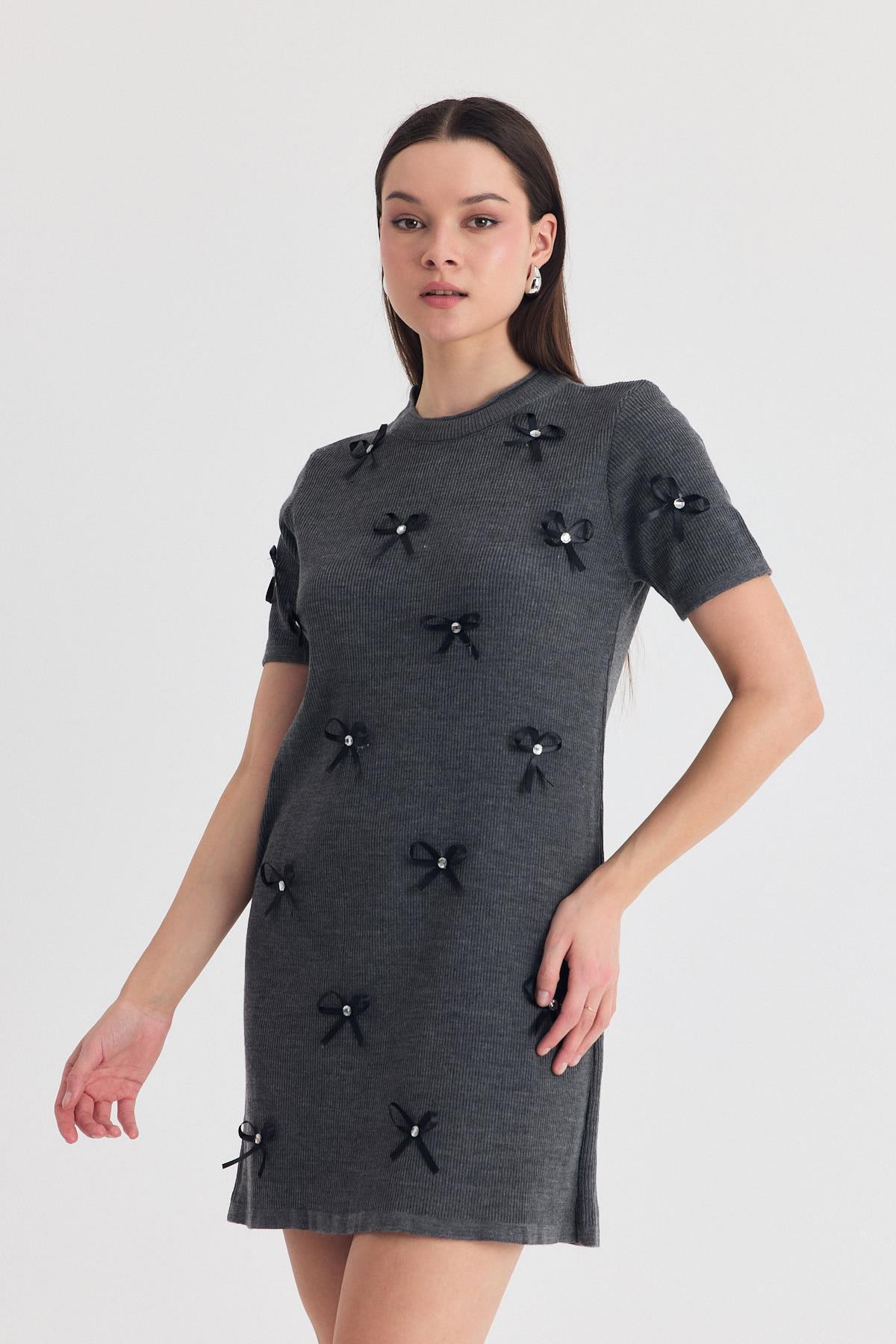 Füme Kurdela Detay Triko Elbise 2117 - 8