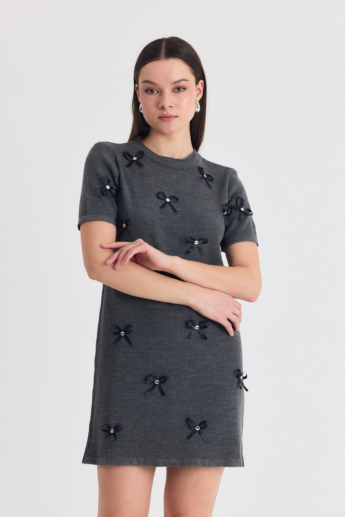 Füme Kurdela Detay Triko Elbise 2117 - 3