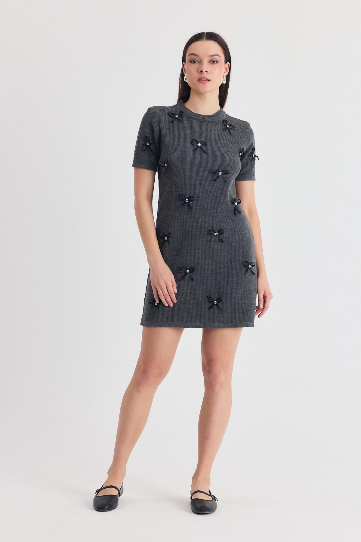 Füme Kurdela Detay Triko Elbise 2117 - 7