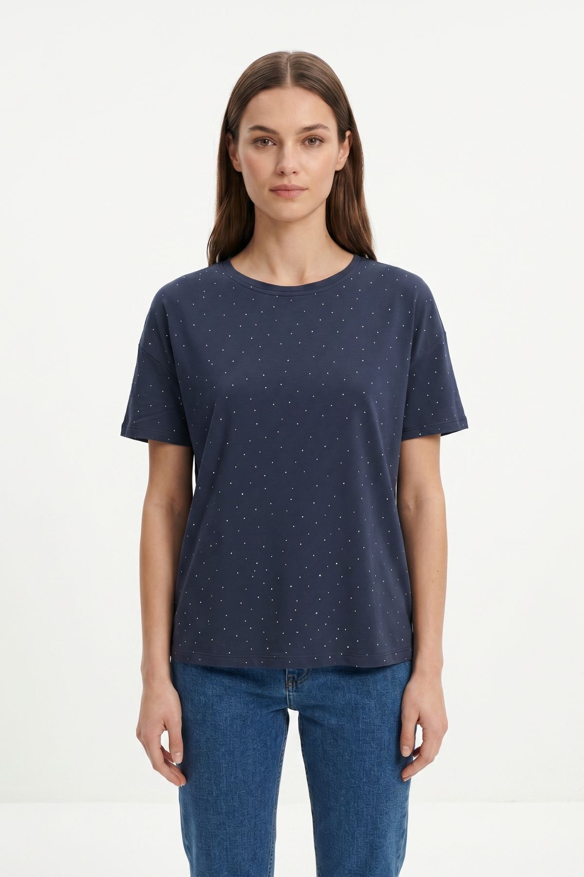 Füme Taşlı Bisiklet Yaka Tişört 1762 - RAYS (1)