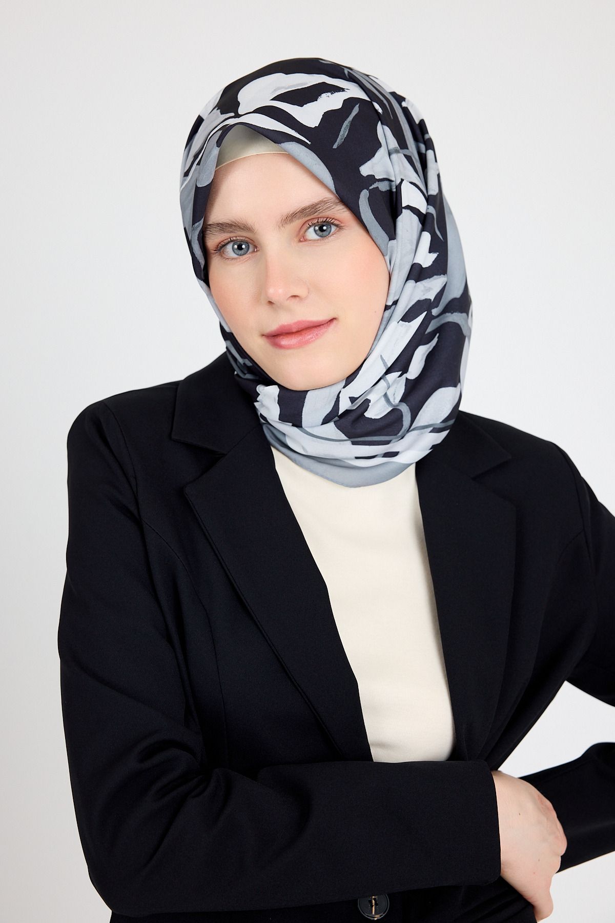 Füme Yaprak Desen Eşarp 3004 - 1