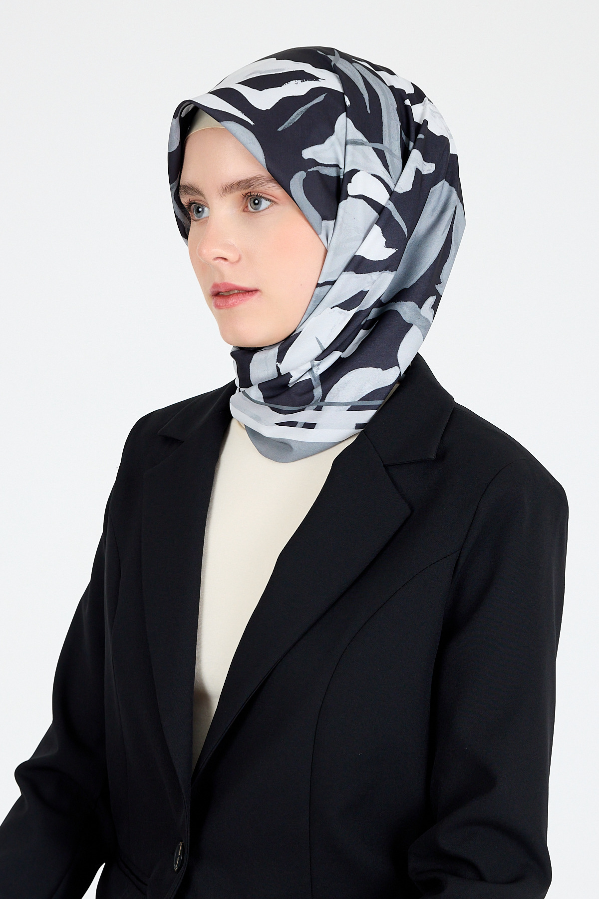 Füme Yaprak Desen Eşarp 3004 - 6