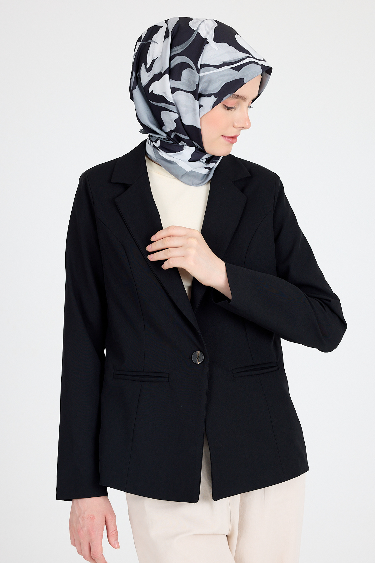 Füme Yaprak Desen Eşarp 3004 - 5