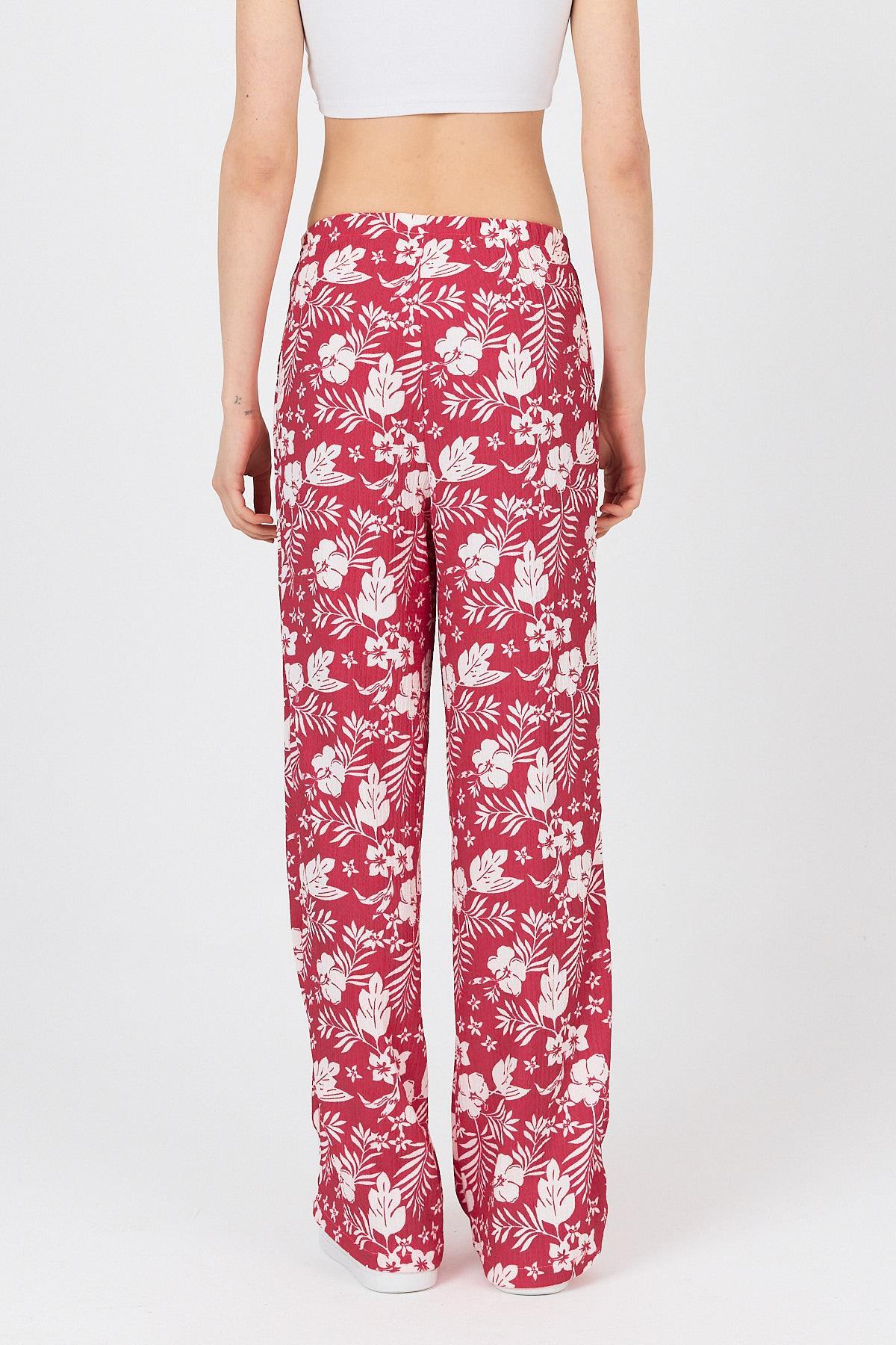 Fuşya Bel Lastikli Desenli Pantolon 4725A - 5