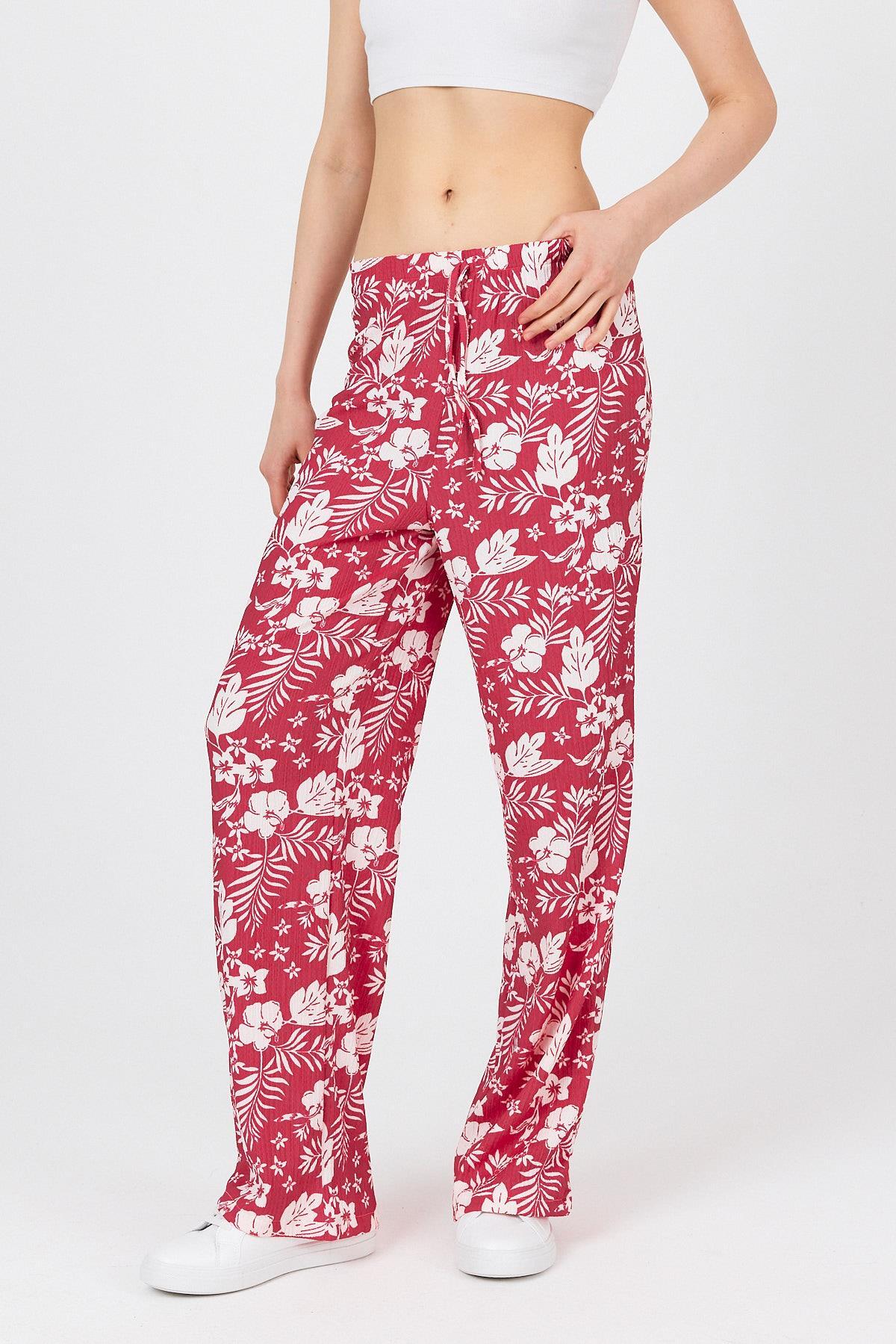 Fuşya Bel Lastikli Desenli Pantolon 4725A - 8