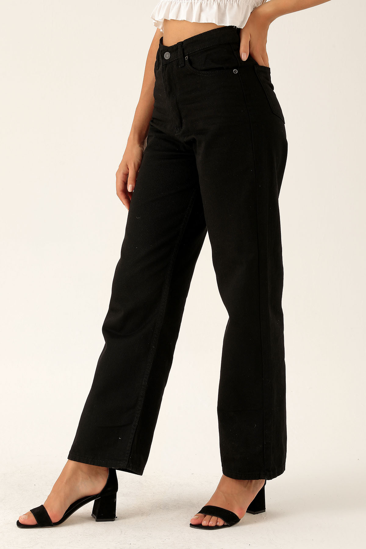Gabardin Palazzo Bayan Pantolon - 4163-1 Siyah - 3