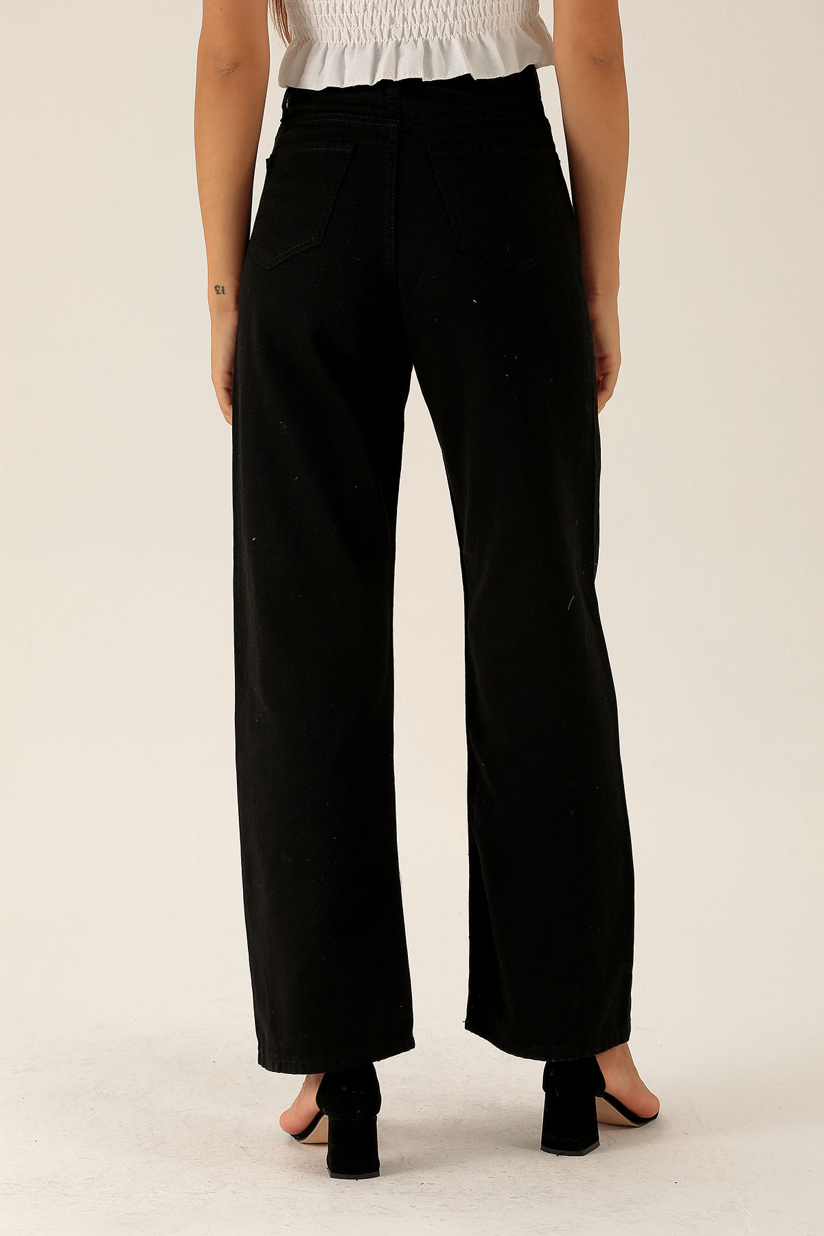 Gabardin Palazzo Bayan Pantolon - 4163-1 Siyah - 5