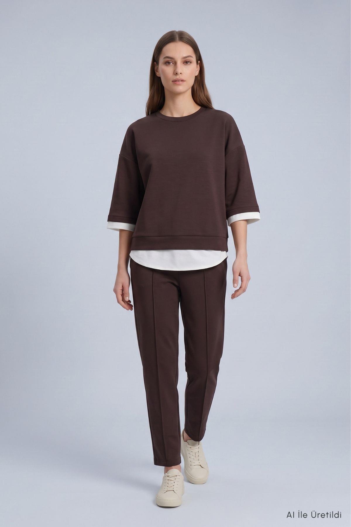 Garnili Pantolon Takım 8751A Kahve - RAYS