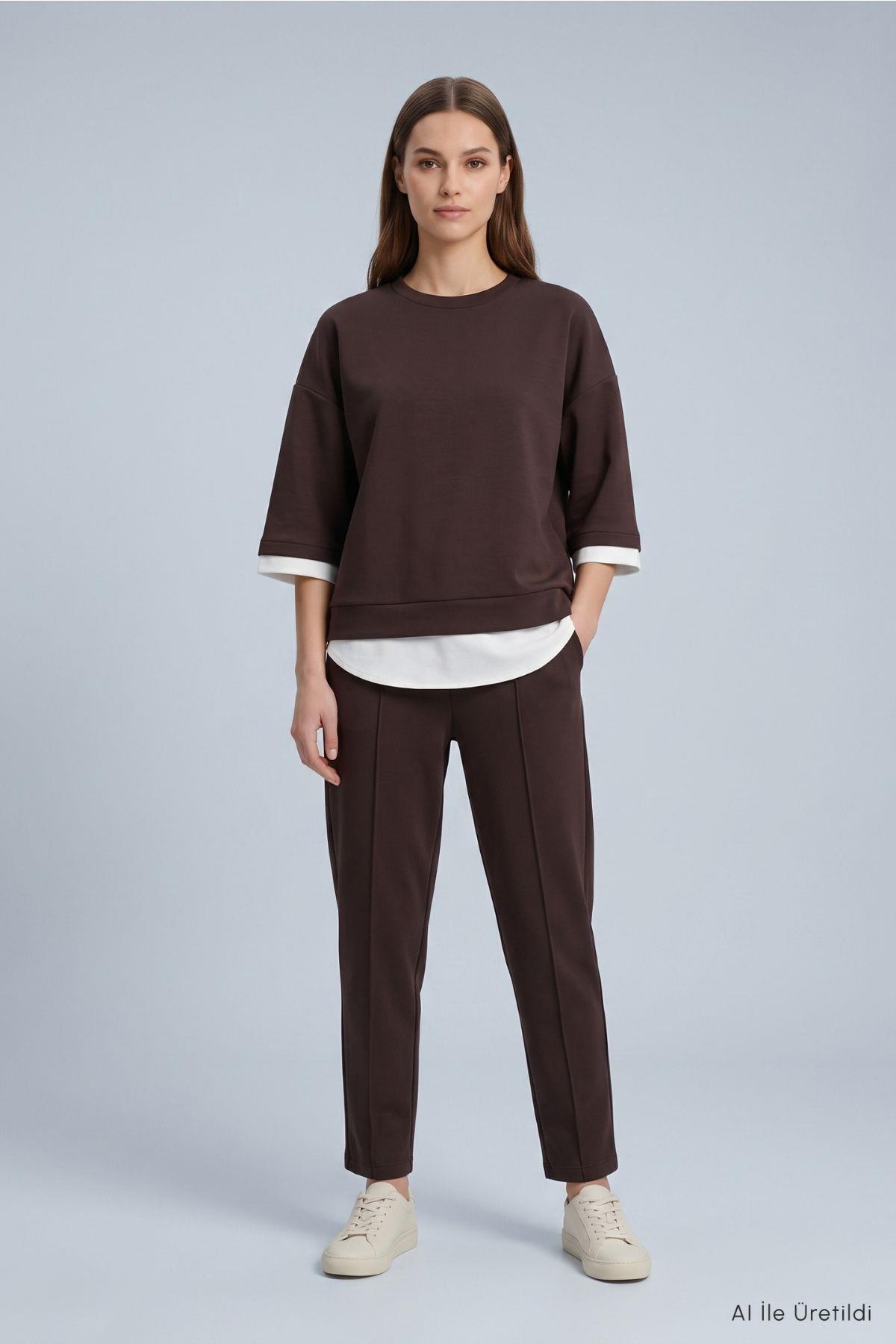 Garnili Pantolon Takım 8751A Kahve - RAYS