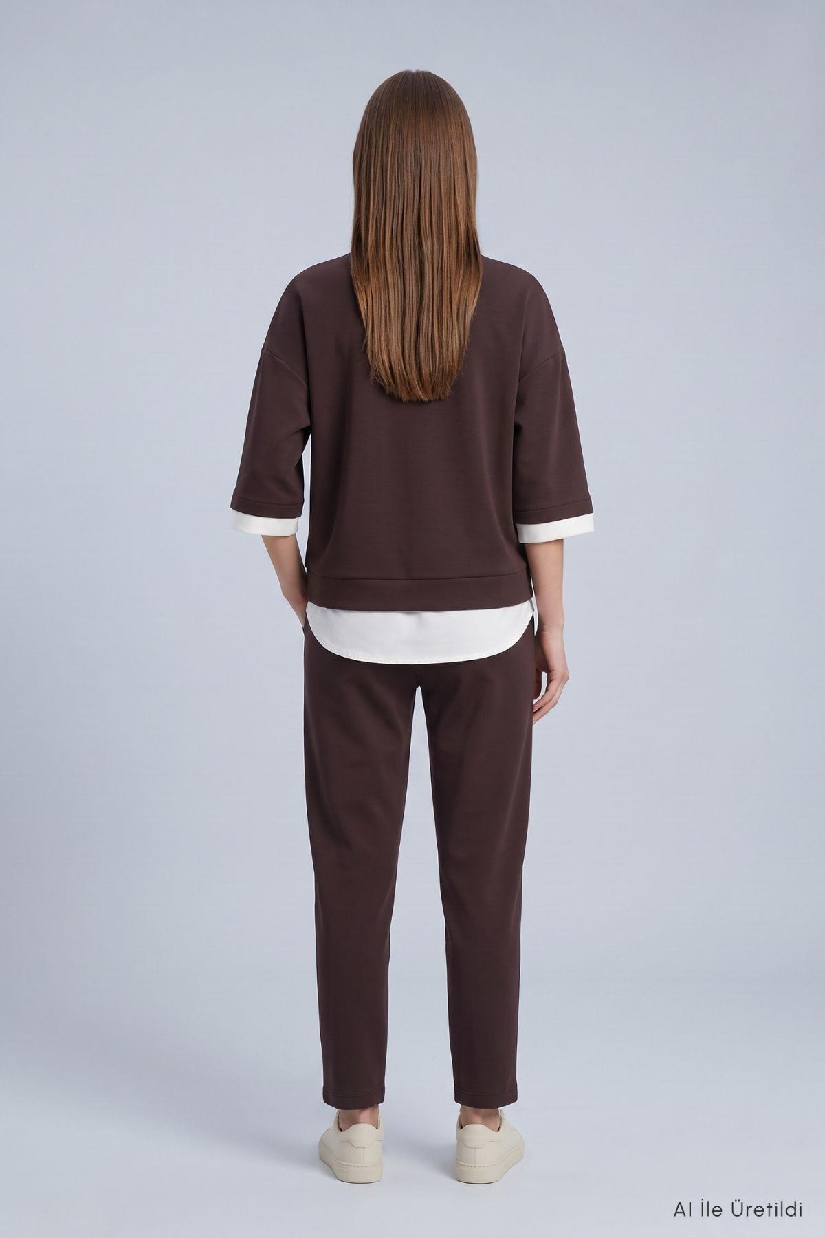 Garnili Pantolon Takım 8751A Kahve - RAYS