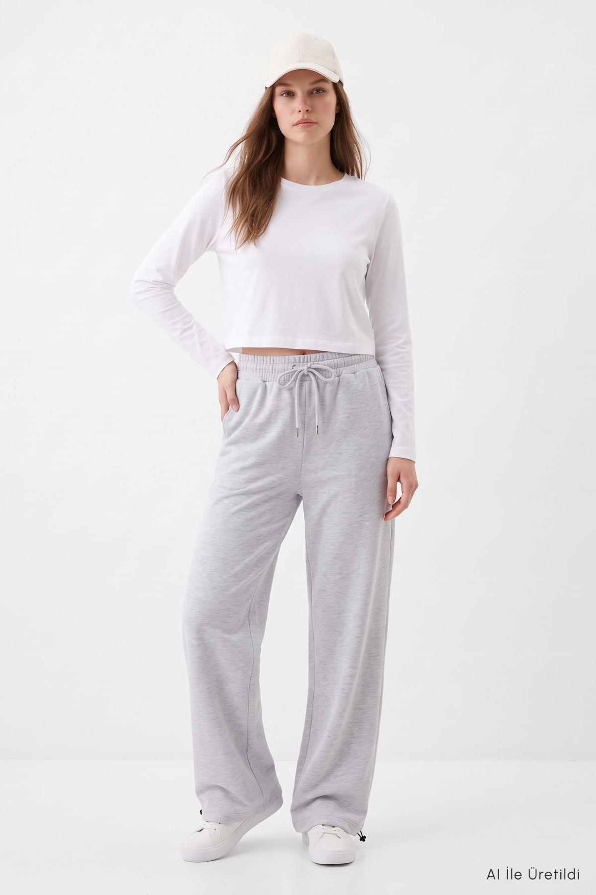 Geniş Paça Lastikli Eşofman 3135A Gri - RAYS