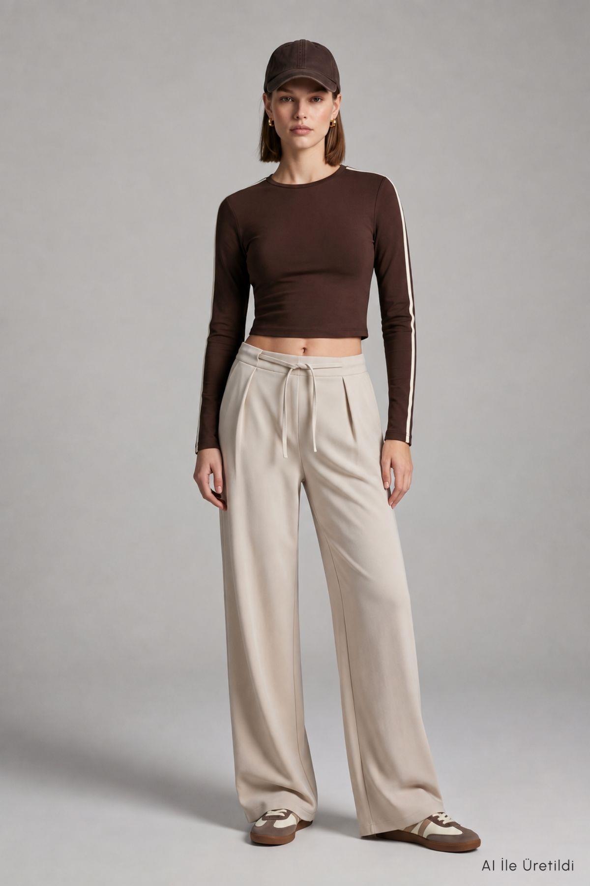 Geniş Paça Pantolon 8425A Bej - RAYS
