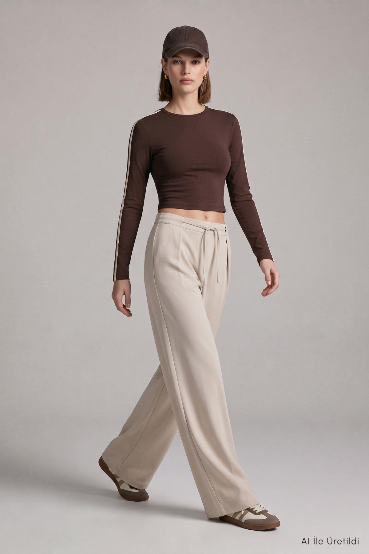 Geniş Paça Pantolon 8425A Bej - RAYS