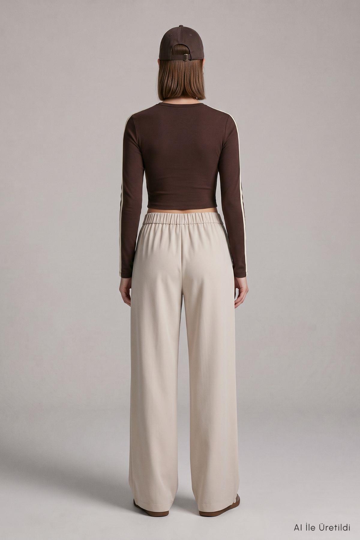 Geniş Paça Pantolon 8425A Bej - 3