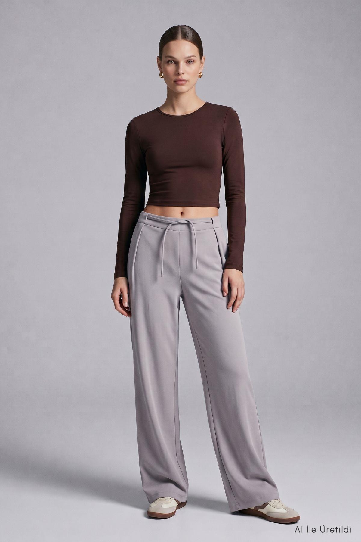 Geniş Paça Pantolon 8425A Gri - 1