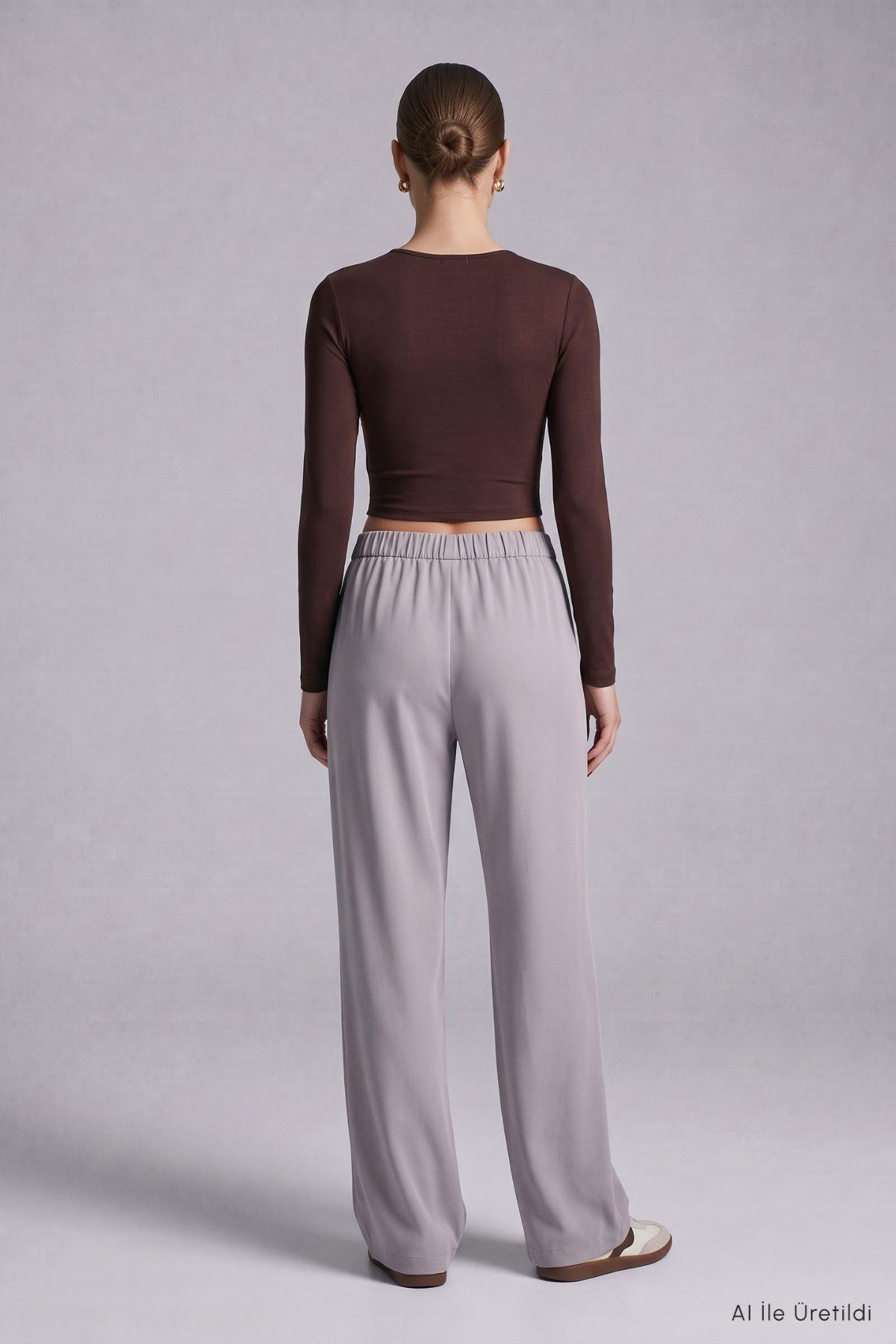 Geniş Paça Pantolon 8425A Gri - RAYS