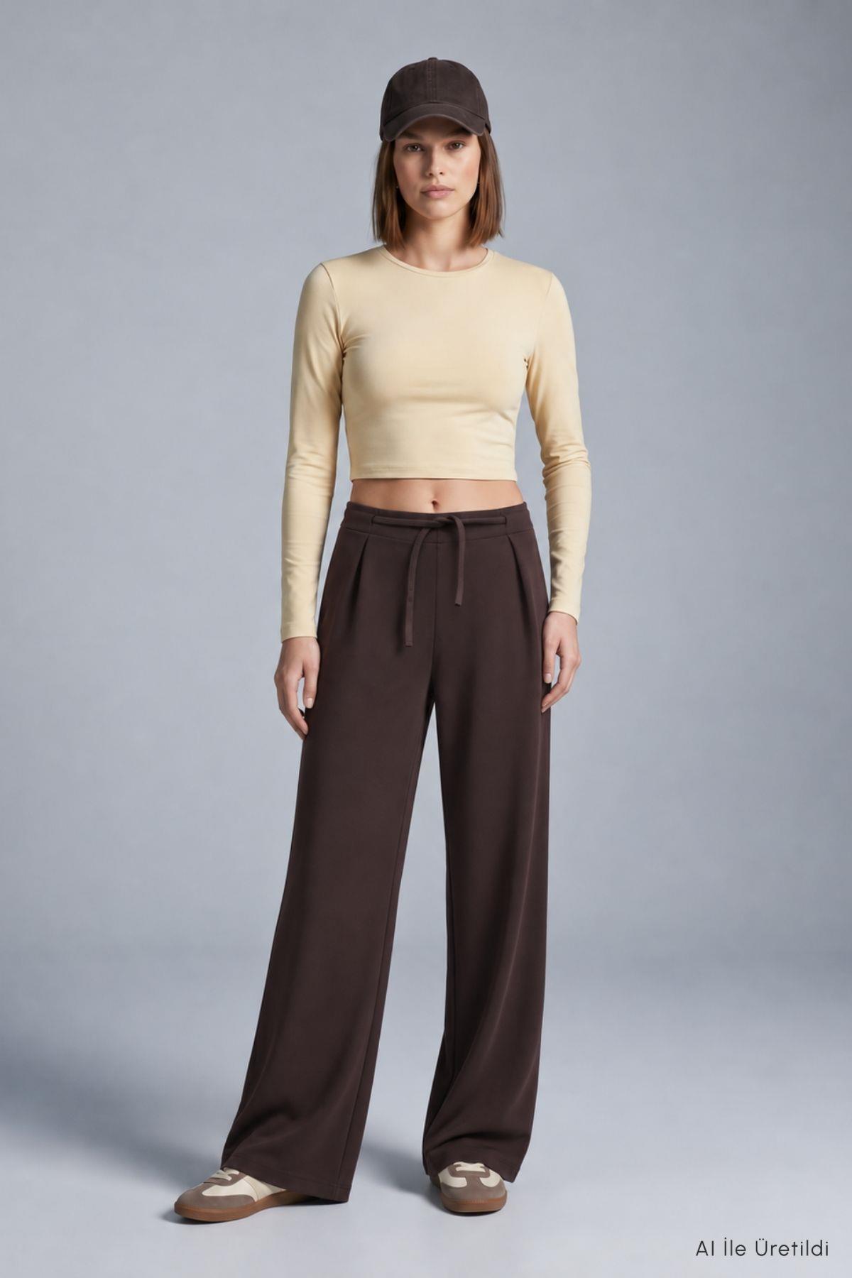 Geniş Paça Pantolon 8425A Kahve - RAYS