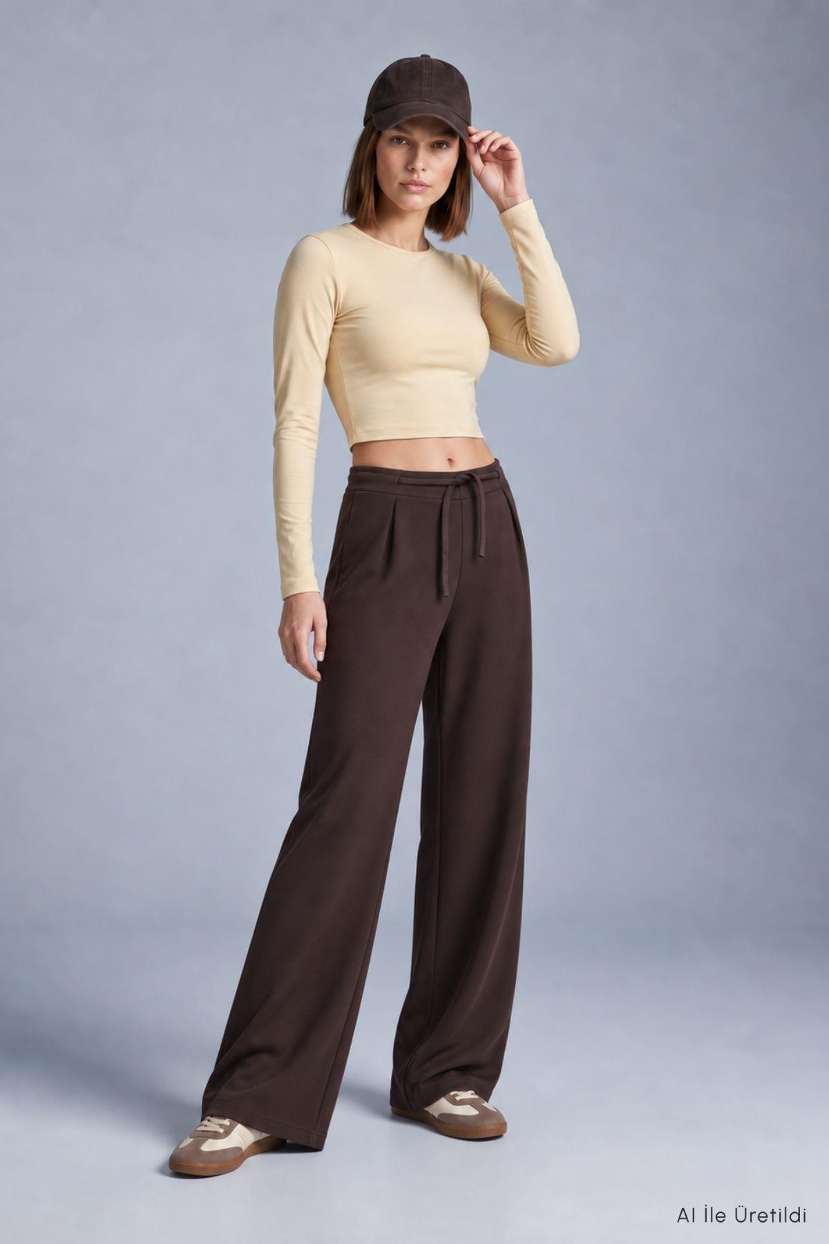 Geniş Paça Pantolon 8425A Kahve - RAYS