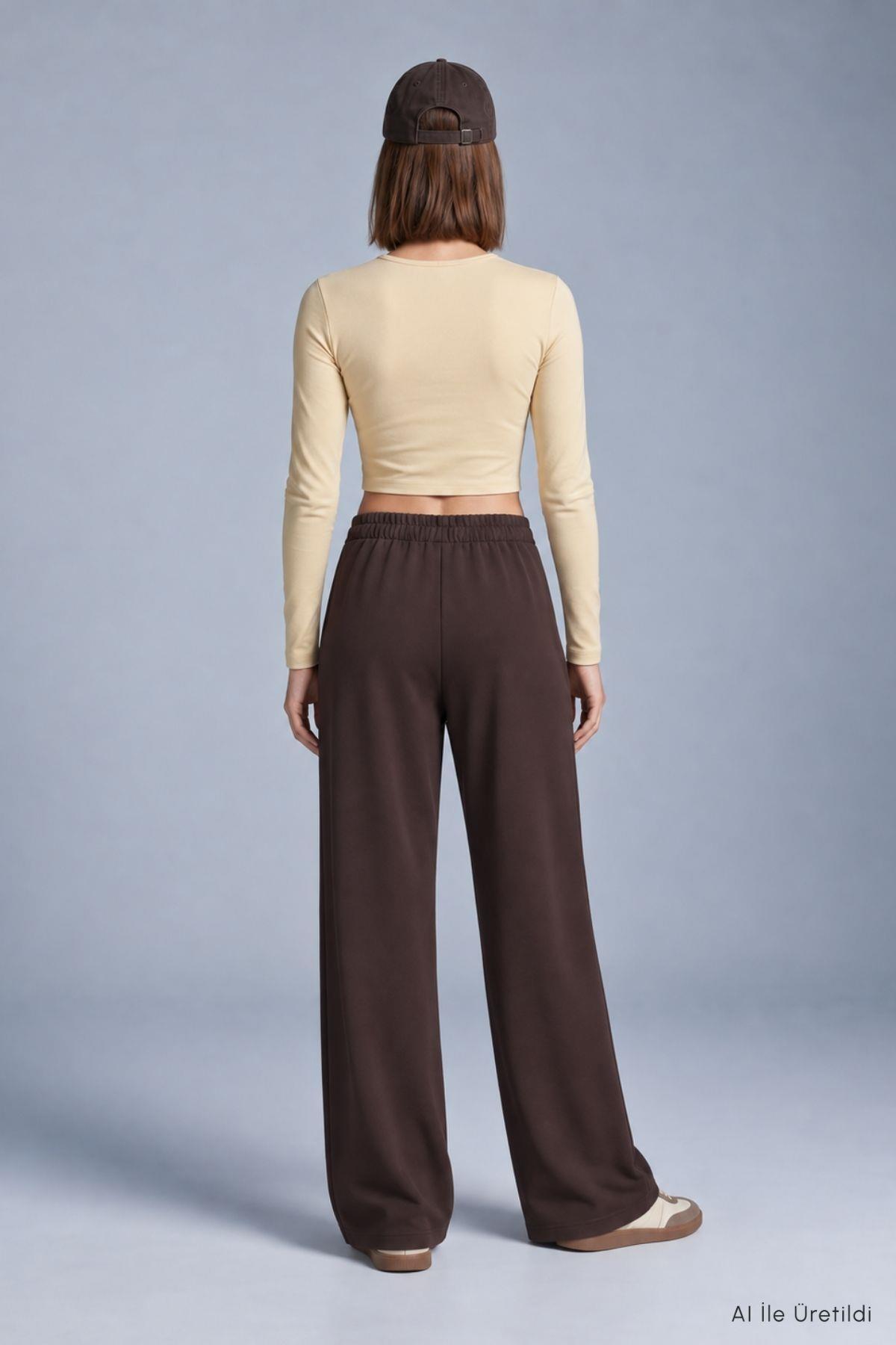 Geniş Paça Pantolon 8425A Kahve - RAYS