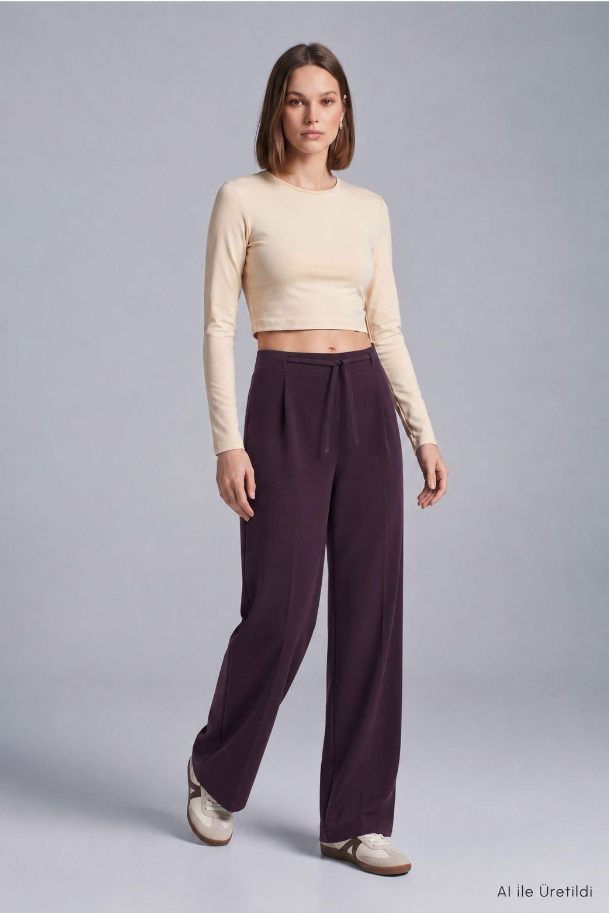 Geniş Paça Pantolon 8425A Mürdüm - RAYS
