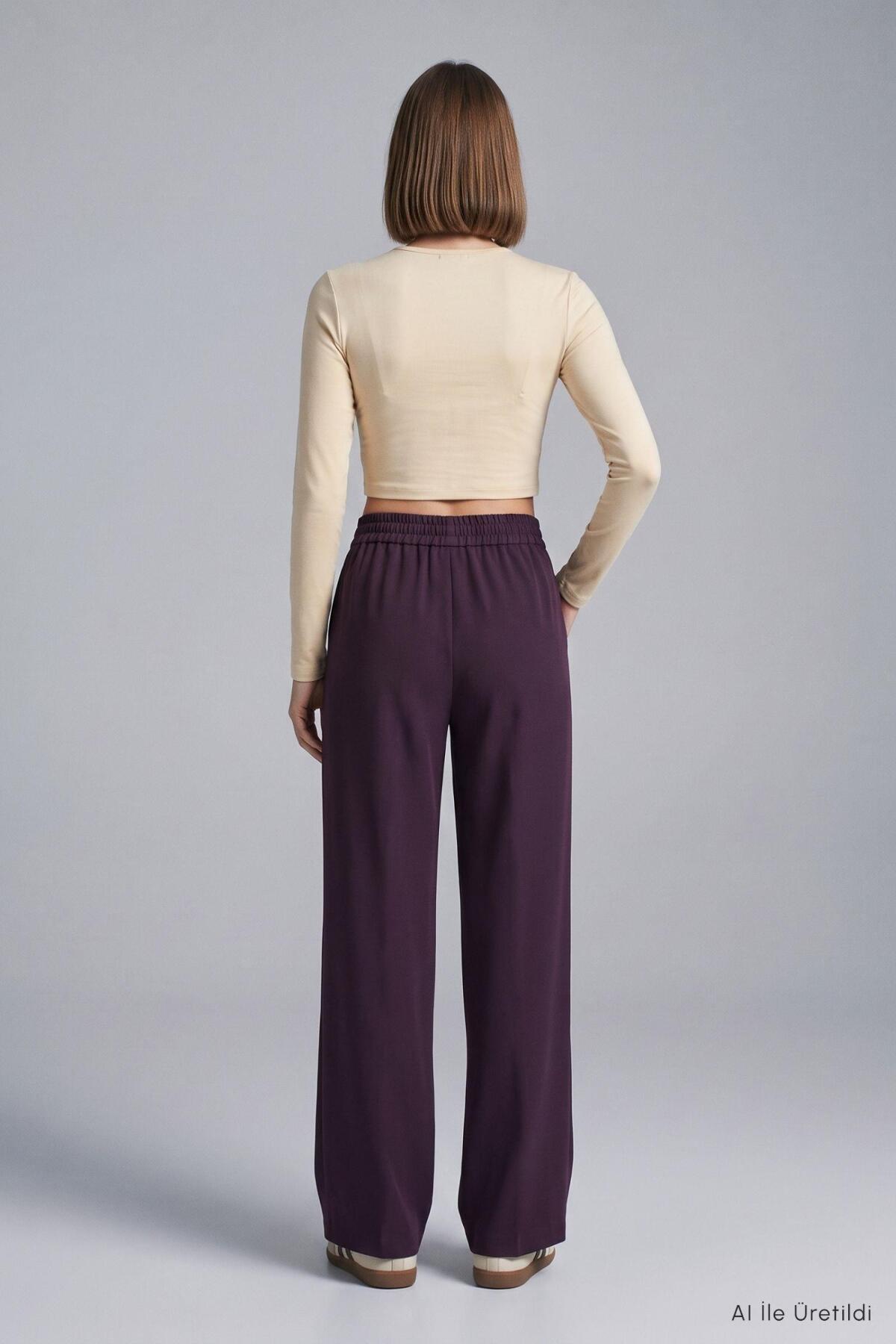 Geniş Paça Pantolon 8425A Mürdüm - 3