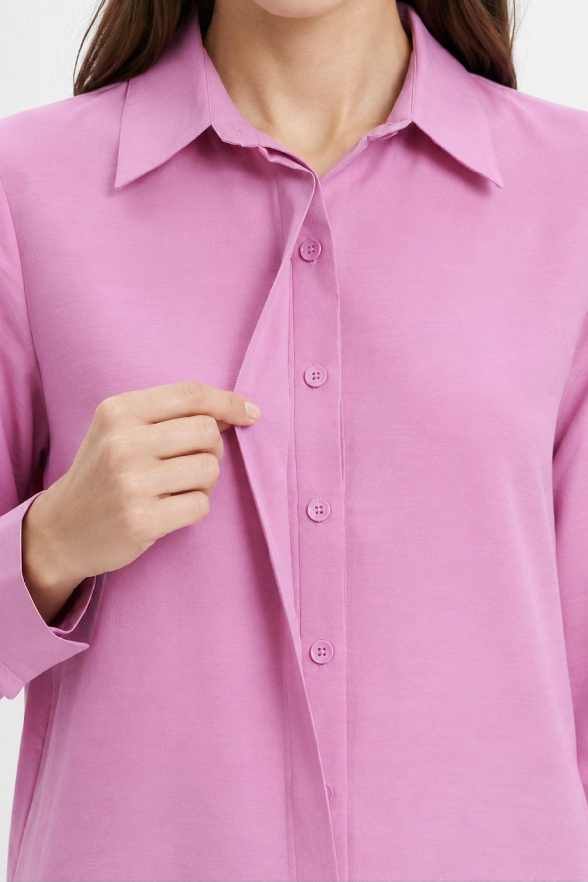 Gizli Düğmeli Tunik 8698 Pembe - 3