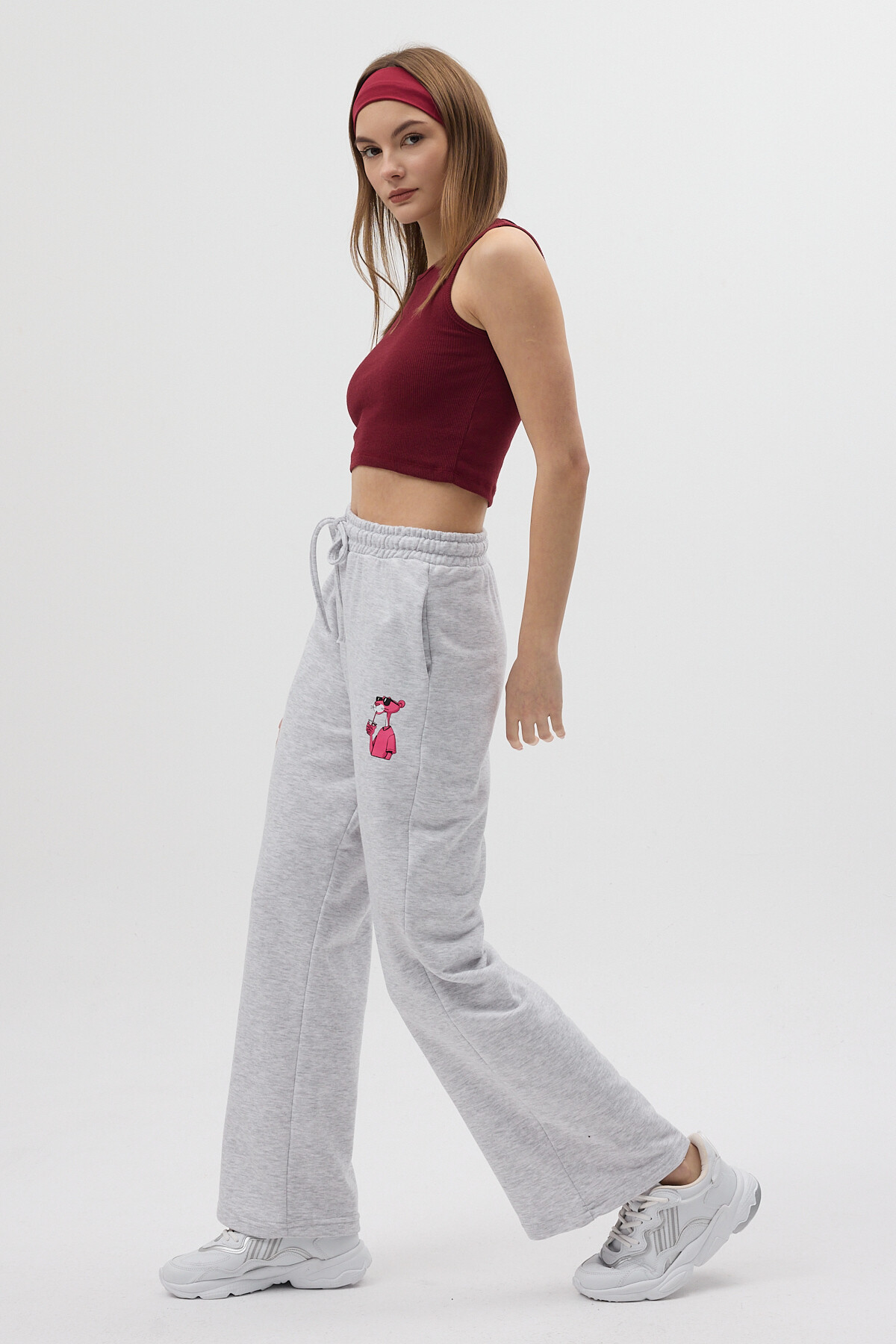 Gri 3111A Pembe Panter Baskılı Eşofman - 3