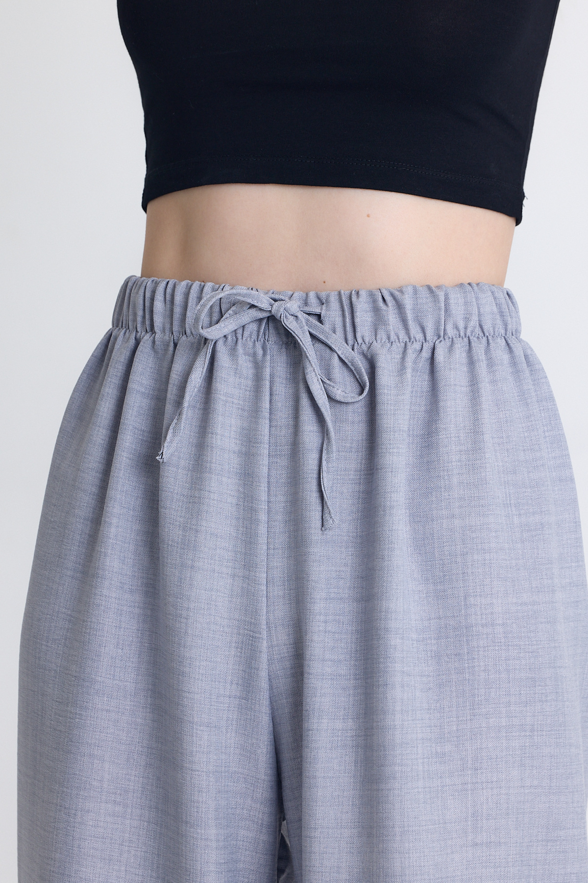 Gri Bel Lastikli Pamuklu Örme Pantolon 8045A - 4