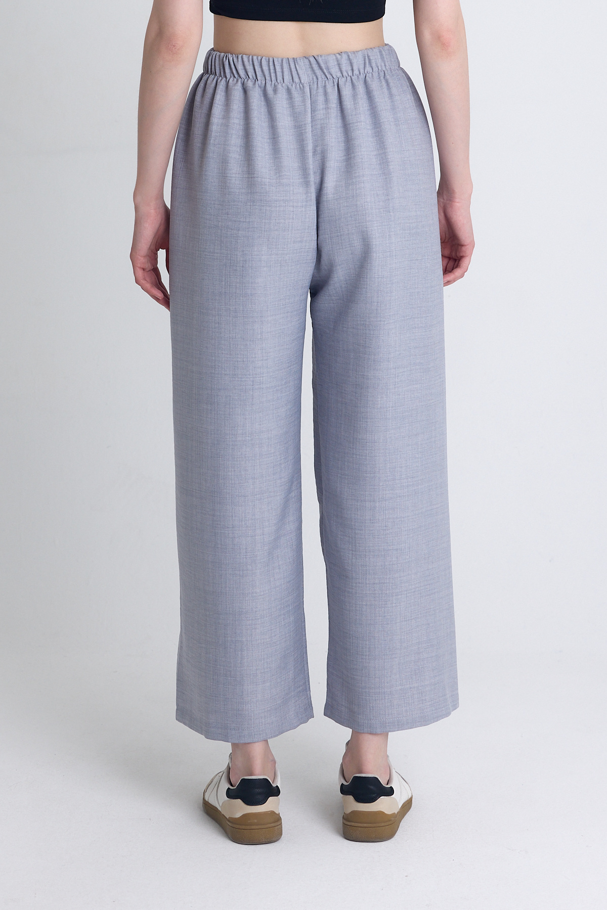 Gri Bel Lastikli Pamuklu Örme Pantolon 8045A - 5