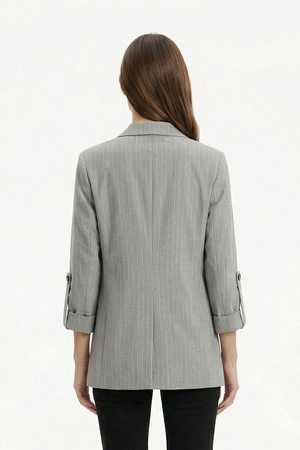 Gri Çizgili Kol Apolet Detay Ceket 1616 - 3