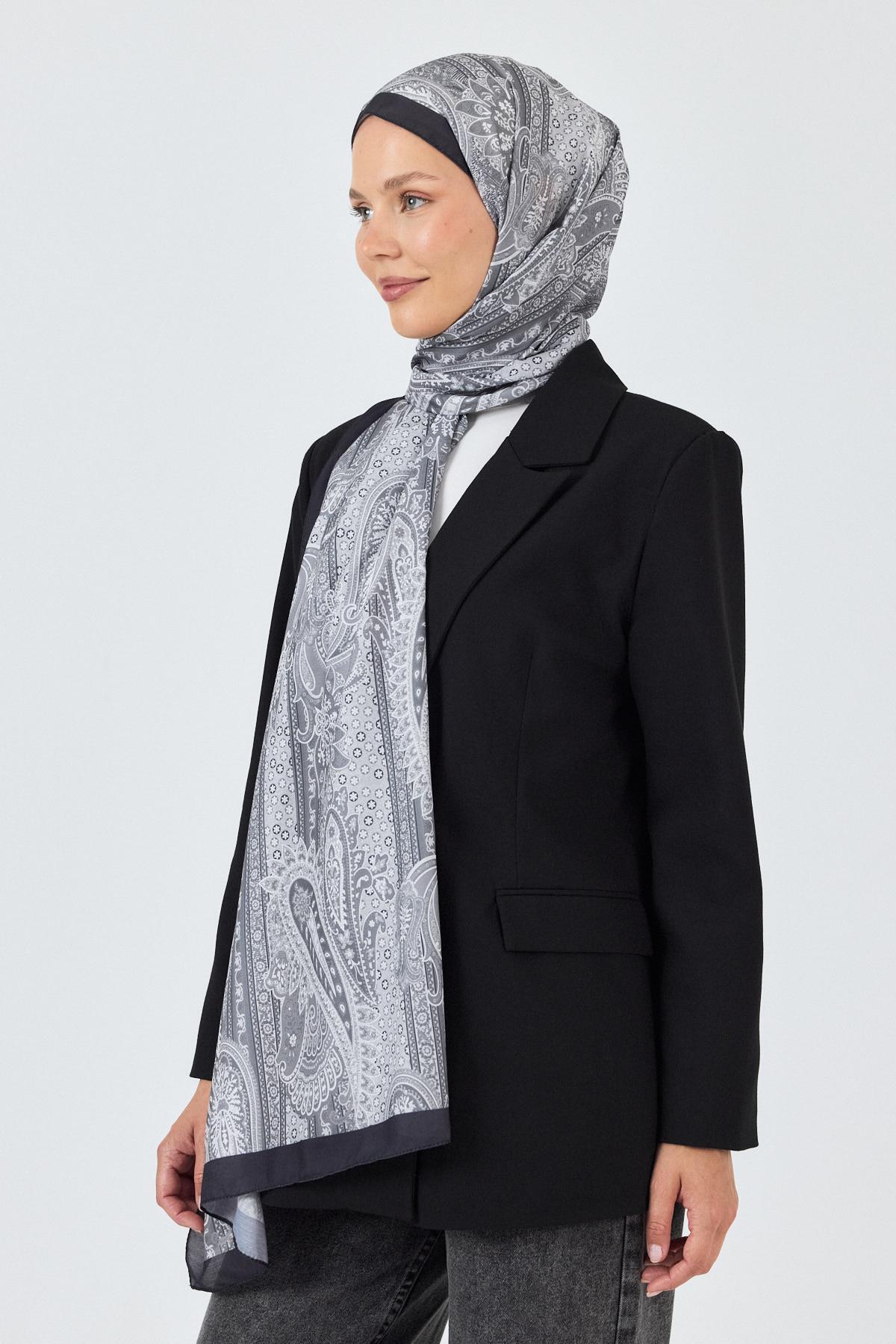 Gri Etnik Desenli Şal 4012 - 4