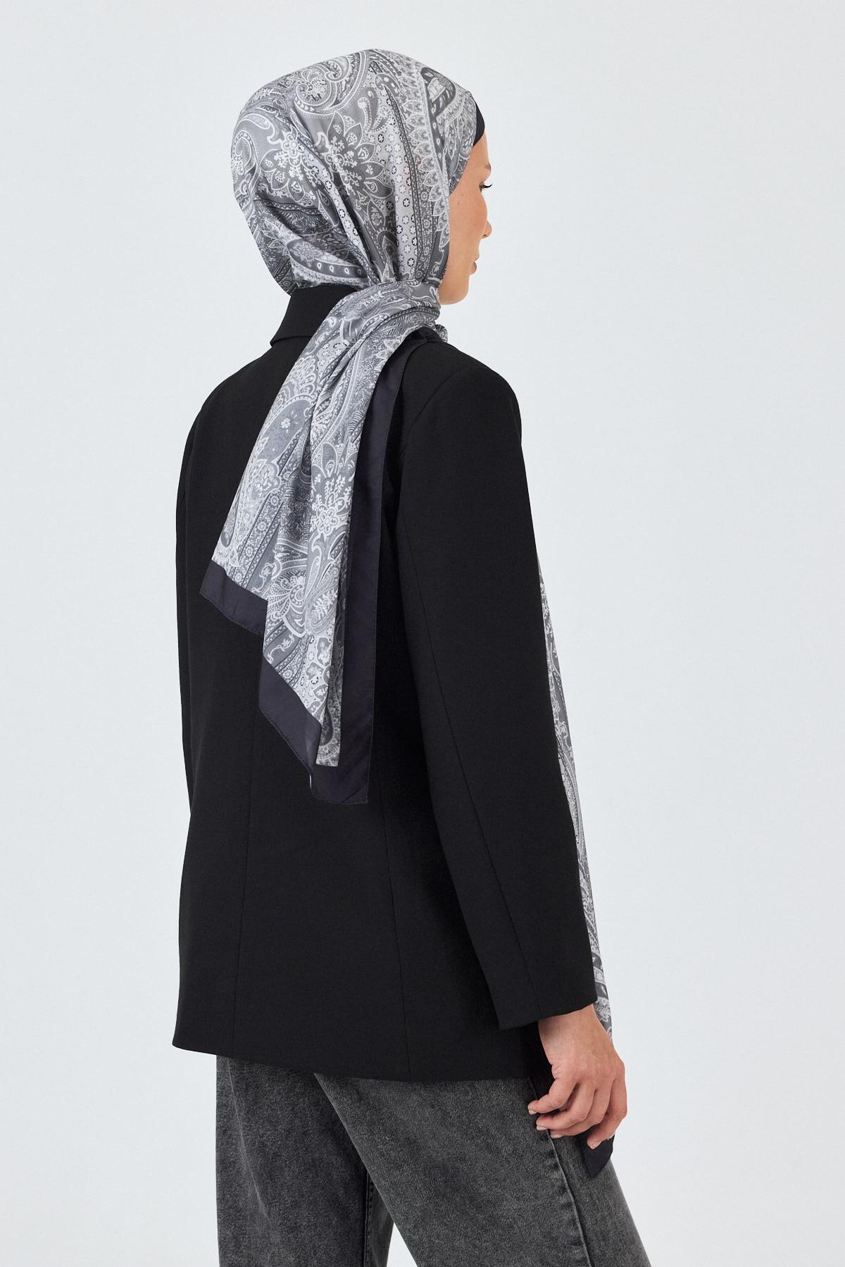 Gri Etnik Desenli Şal 4012 - 3