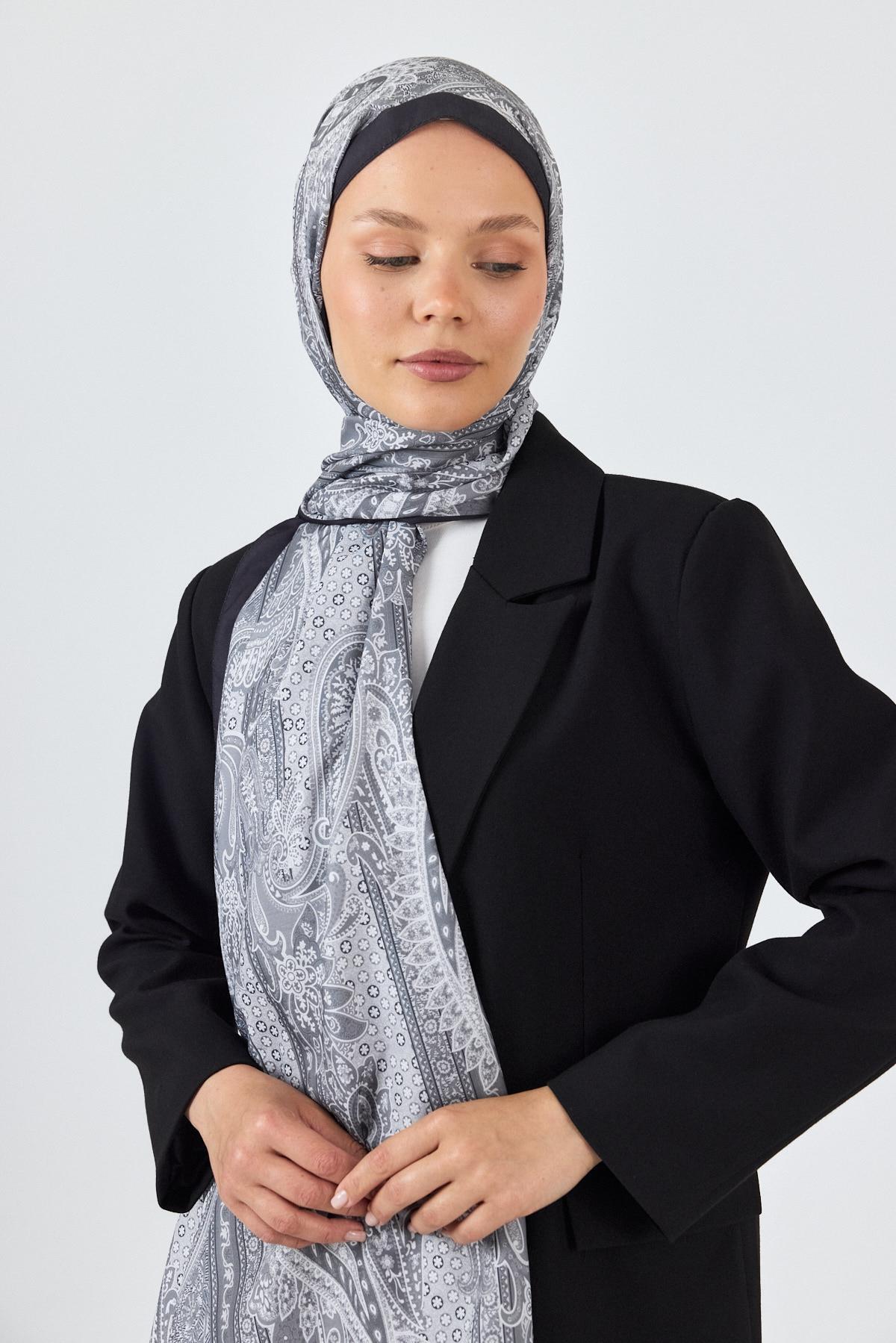 Gri Etnik Desenli Şal 4012 - 7