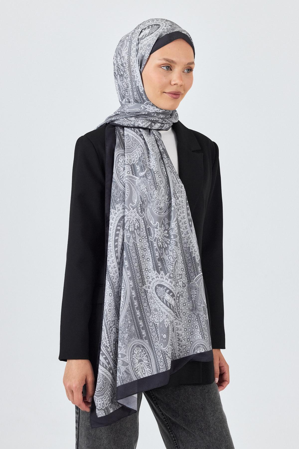 Gri Etnik Desenli Şal 4012 - 8