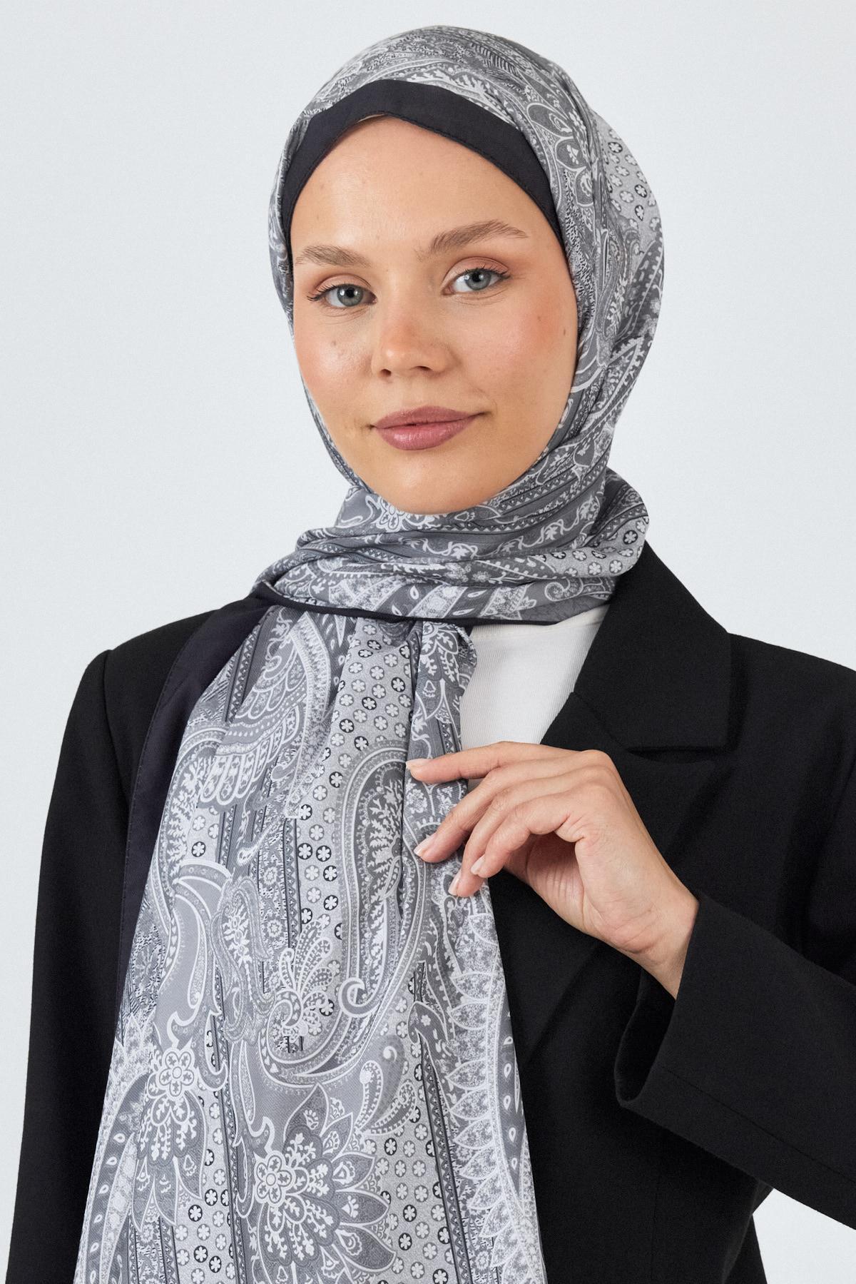 Gri Etnik Desenli Şal 4012 - 2