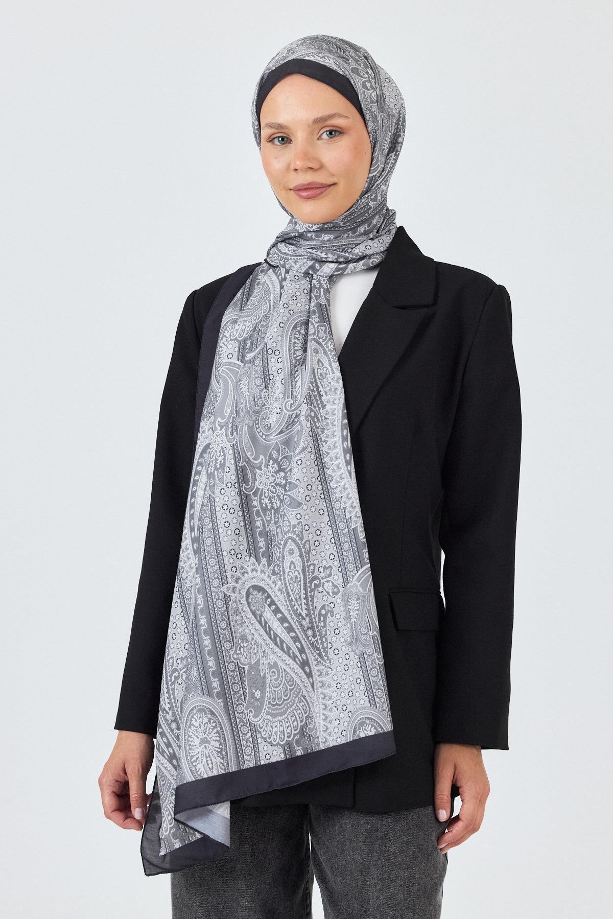 Gri Etnik Desenli Şal 4012 - 5
