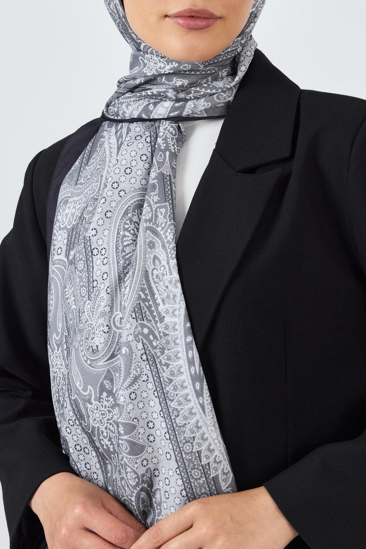 Gri Etnik Desenli Şal 4012 - 6