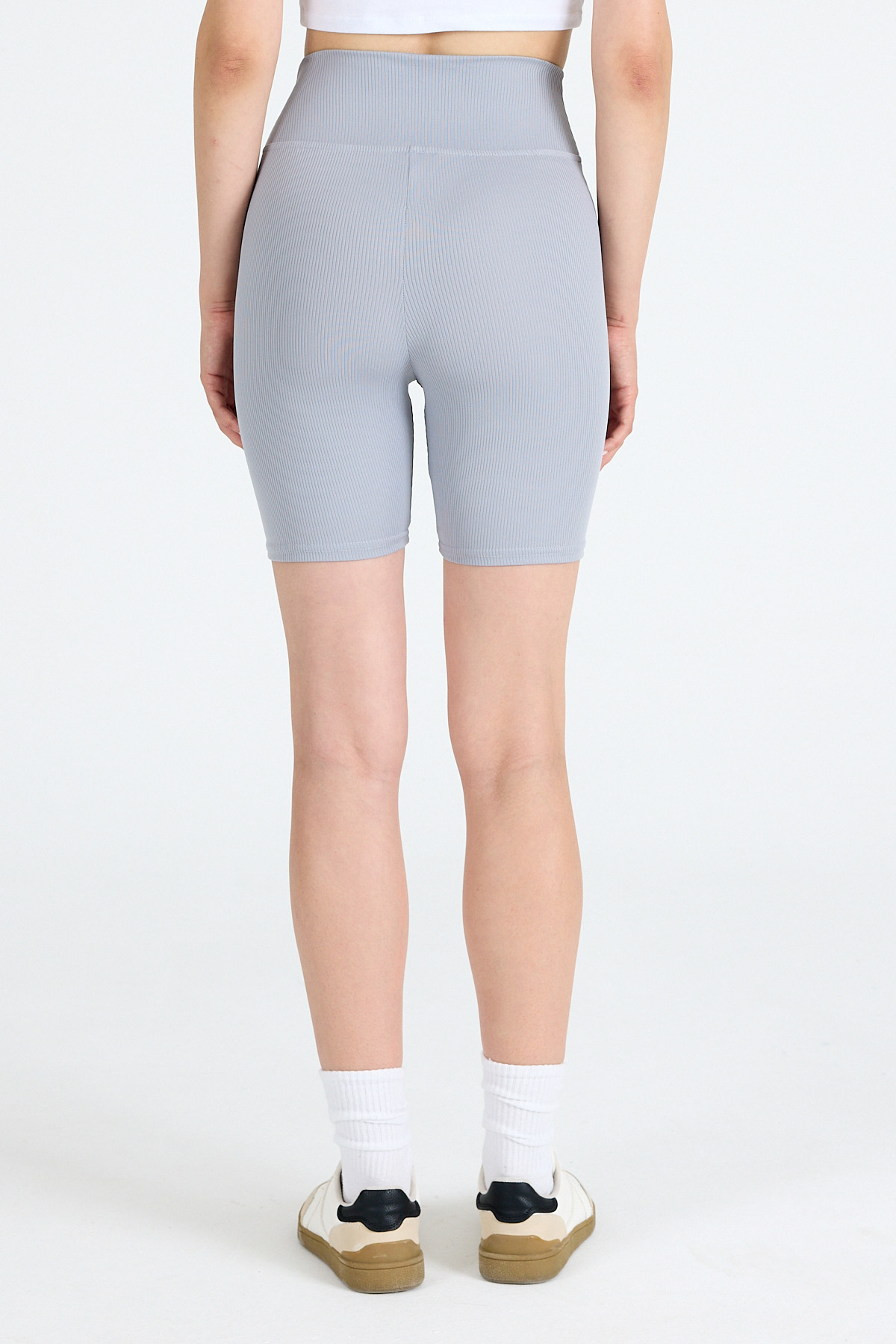 Gri Fitilli Biker Şort Tayt 3005 - 5