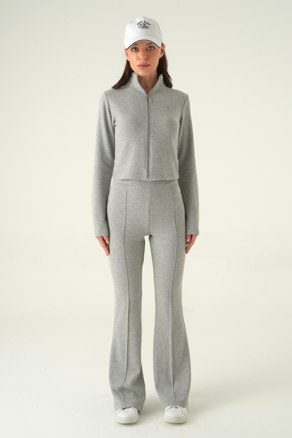 Gri İspanyol Paça Pantolon Hırka Takım 3098A - RAYS (1)