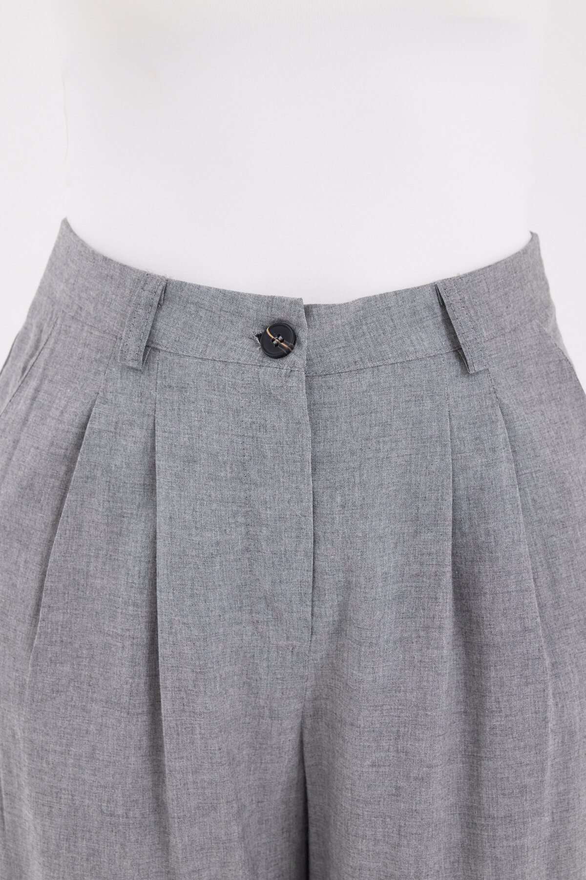 Gri Pileli Palazzo Bol Paça Kadın Pantolon 4755A - RAYS