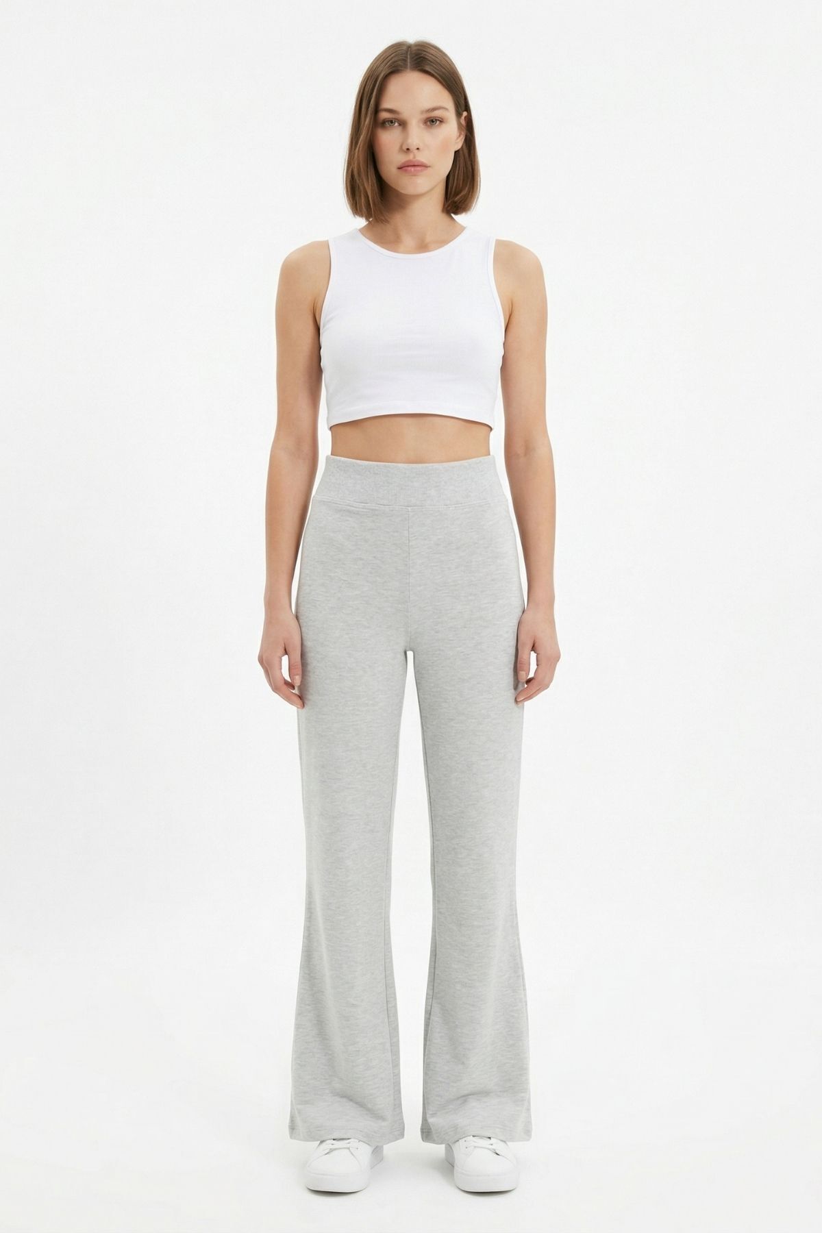 Gri Yüksek Bel İspanyol Paça Tayt 0241 - RAYS (1)