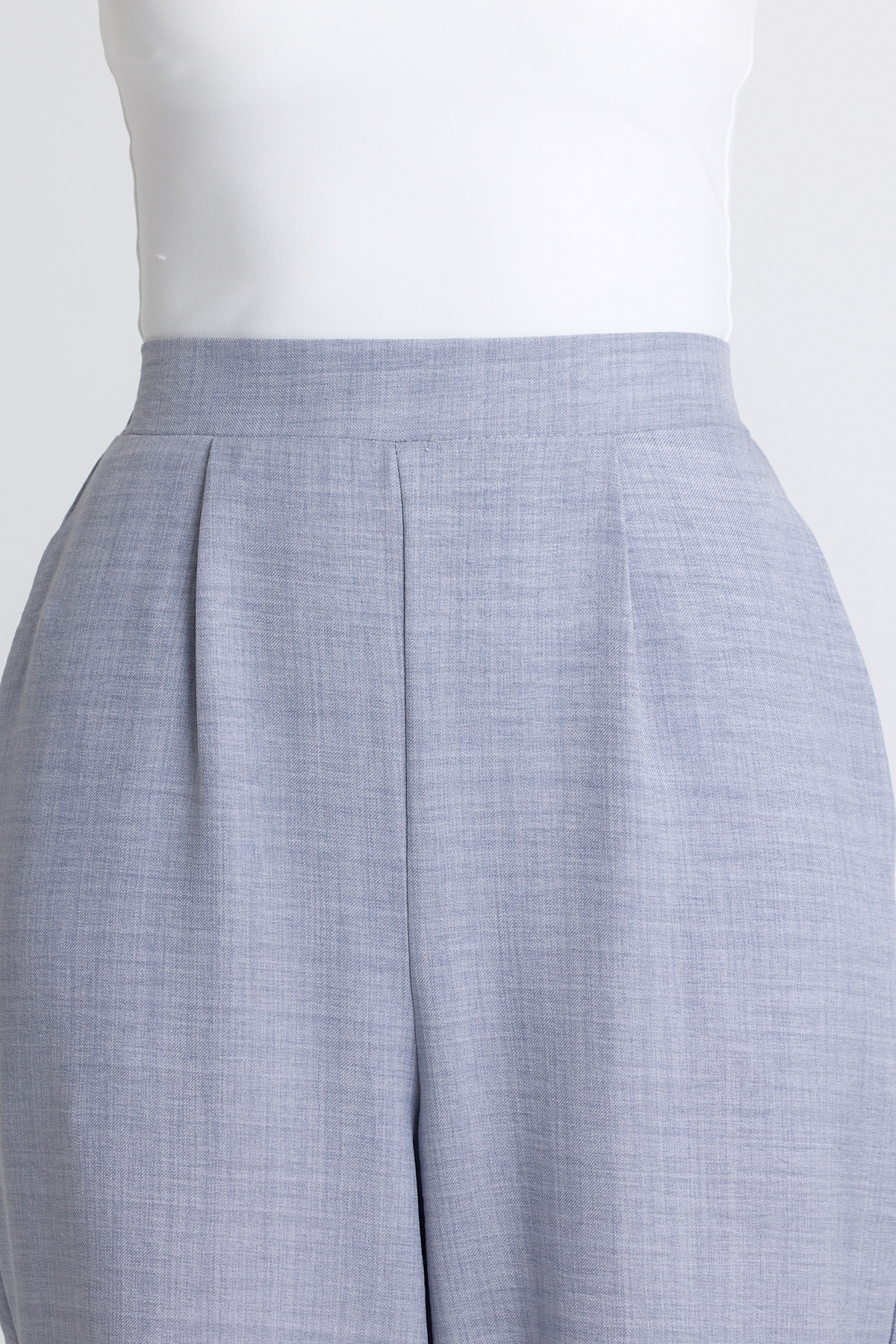 Gri Yüksek Bel Ön Pile Detaylı Pamuklu Bol Paça Pantolon 8014A - 4