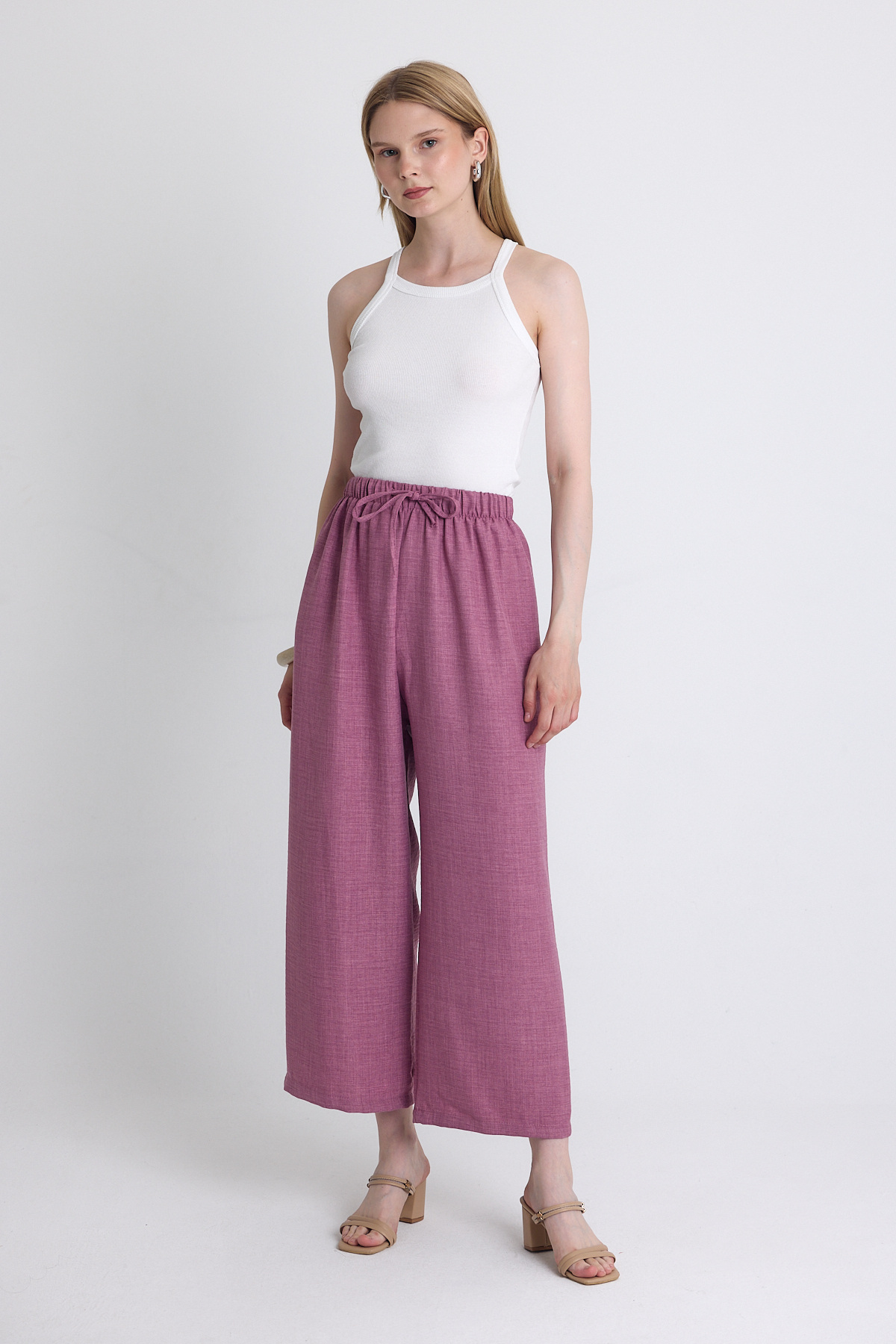 Gül Bel Lastikli Pamuklu Örme Pantolon 8045A 