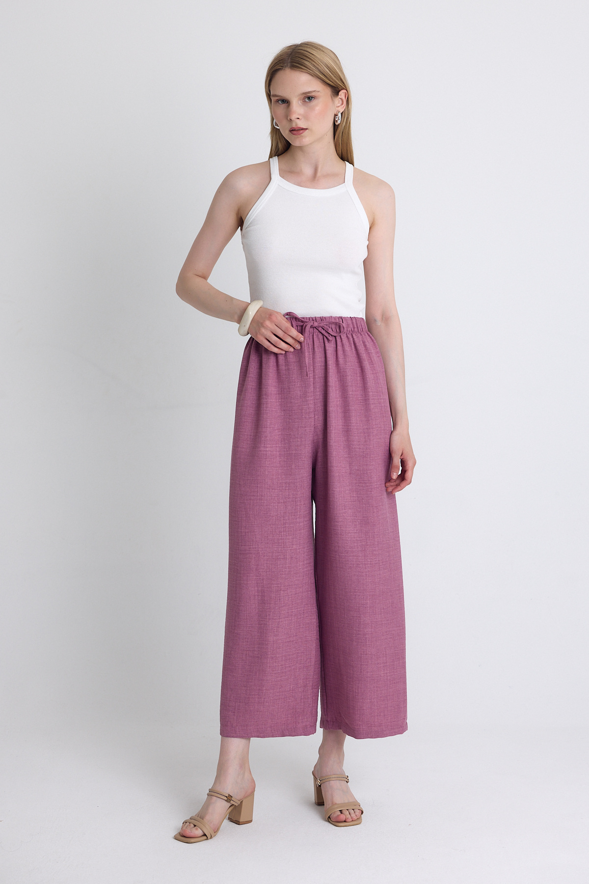 Gül Bel Lastikli Pamuklu Örme Pantolon 8045A - 2