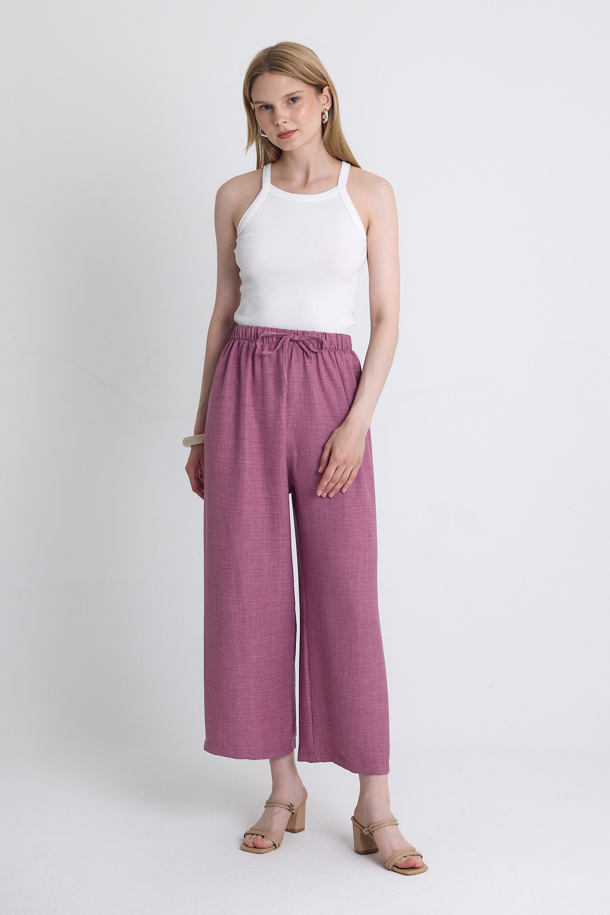 Gül Bel Lastikli Pamuklu Örme Pantolon 8045A - 3