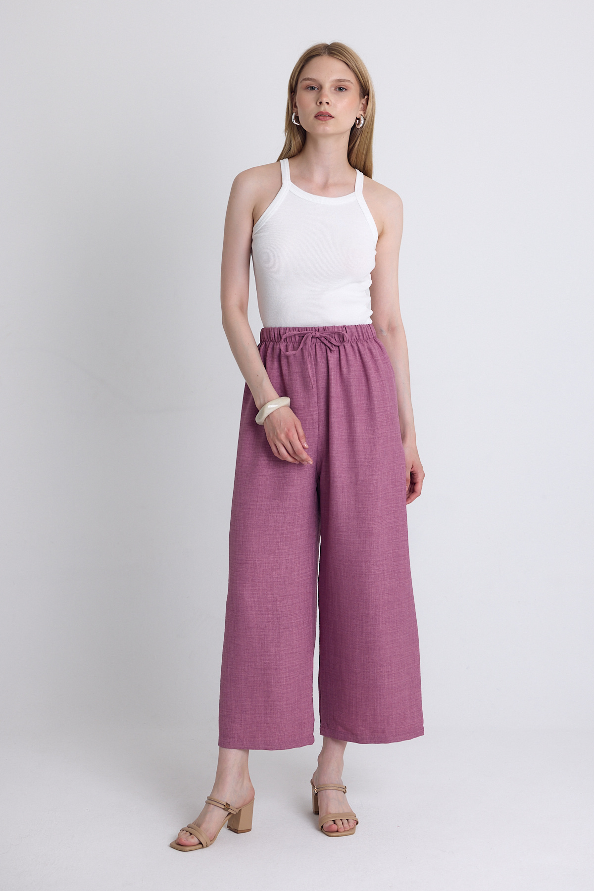 Gül Bel Lastikli Pamuklu Örme Pantolon 8045A - 6