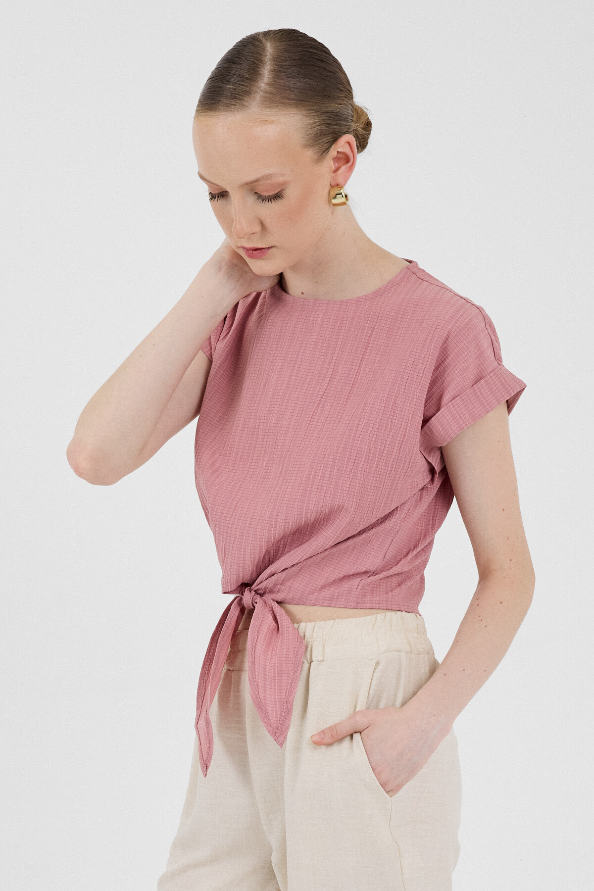 Gül Ön Bağlama Detaylı Bluz 8071A - 2