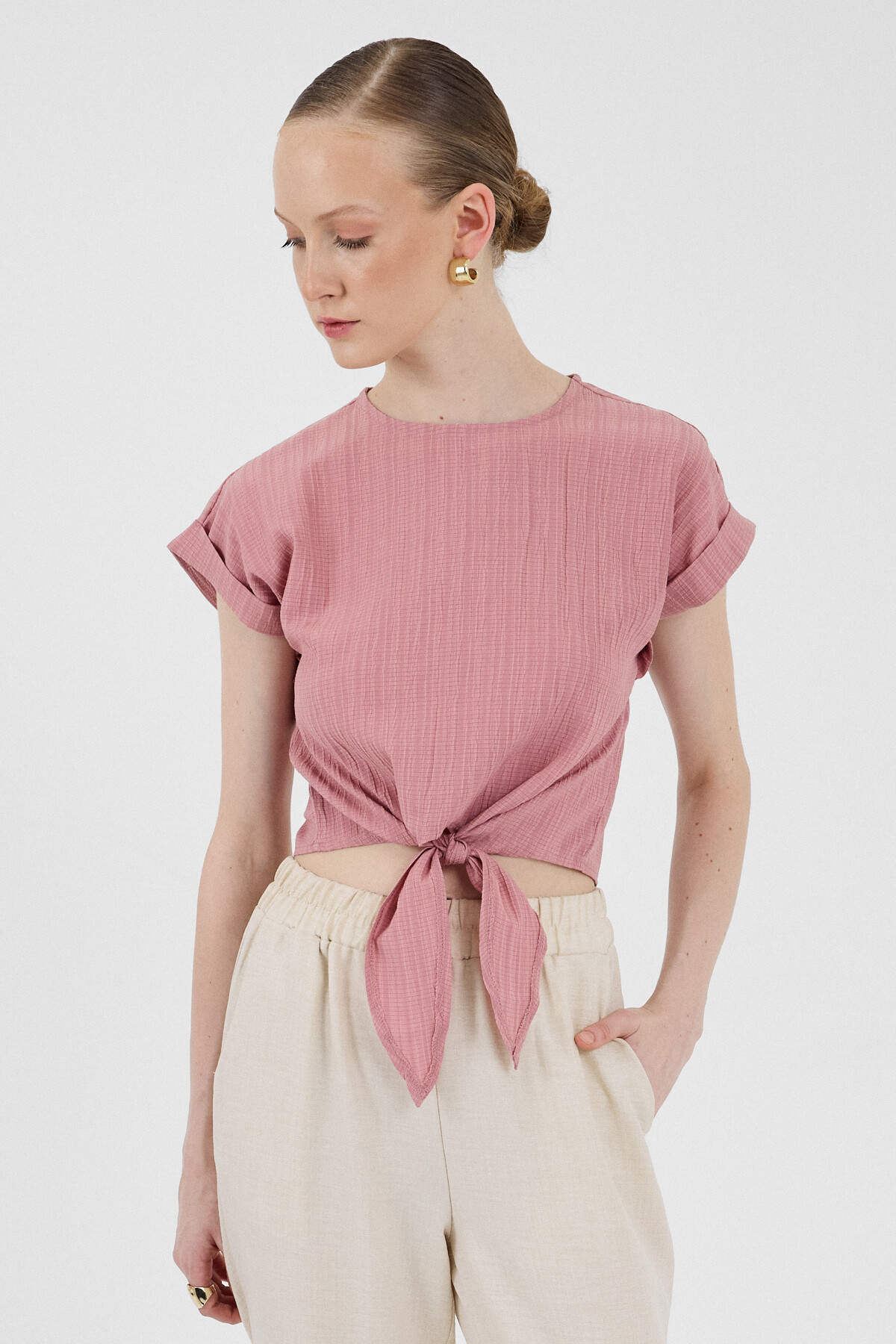 Gül Ön Bağlama Detaylı Bluz 8071A 