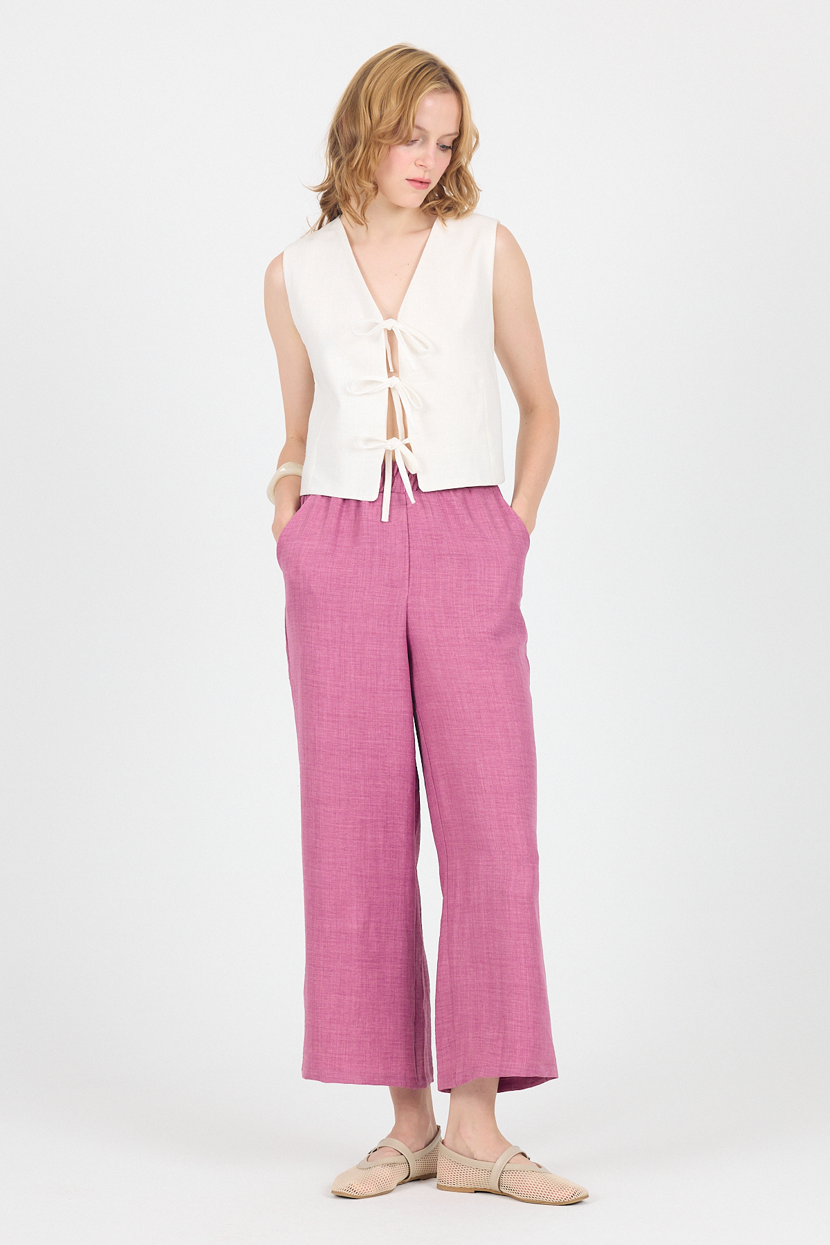 Gül Pamuklu Bel Lastikli Bol Paça Pantolon 4657 - 7